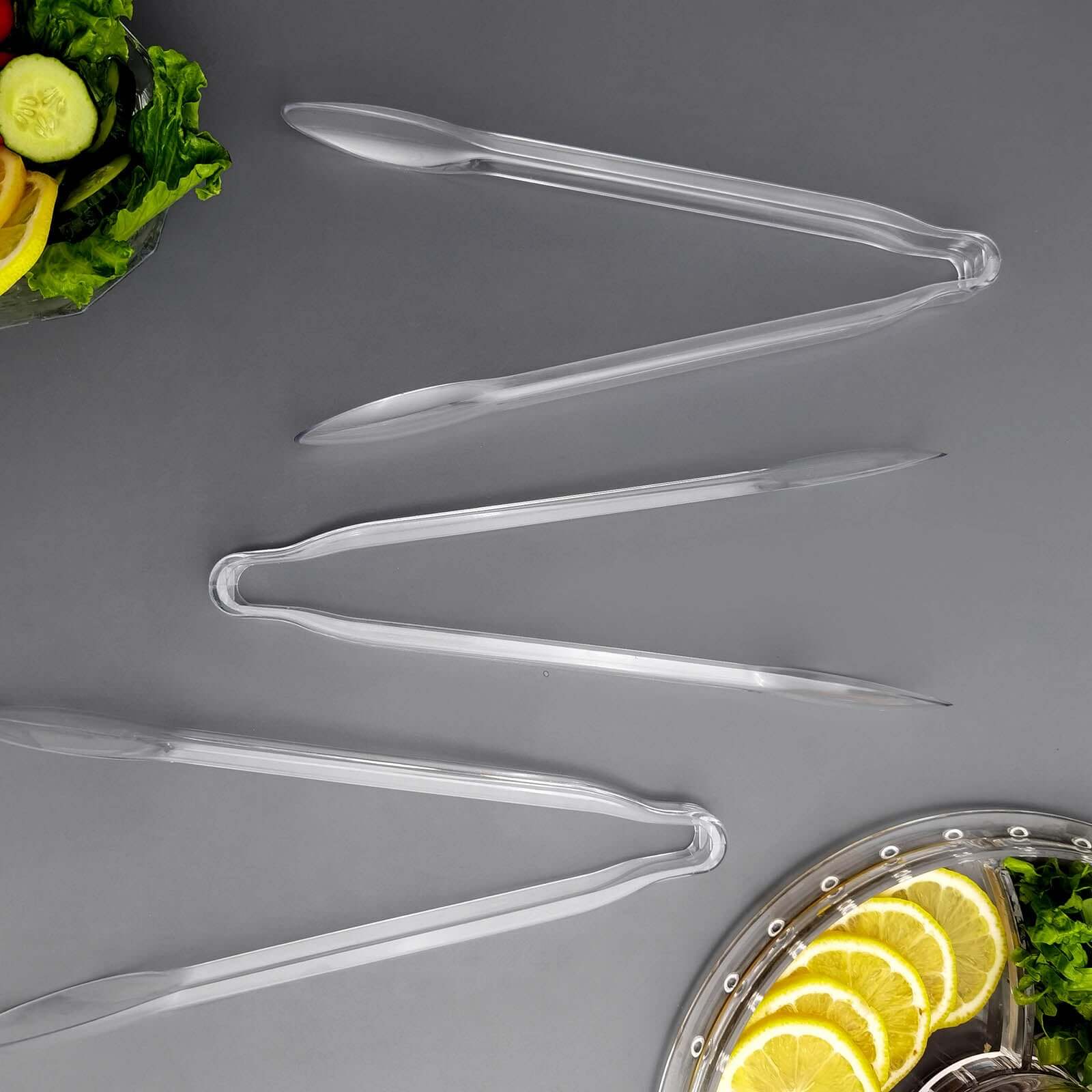 3-Pack Plastic Serving Tongs 12" Clear - Multipurpose Disposable Food Service Tongs for Catering & Events - Image 8
