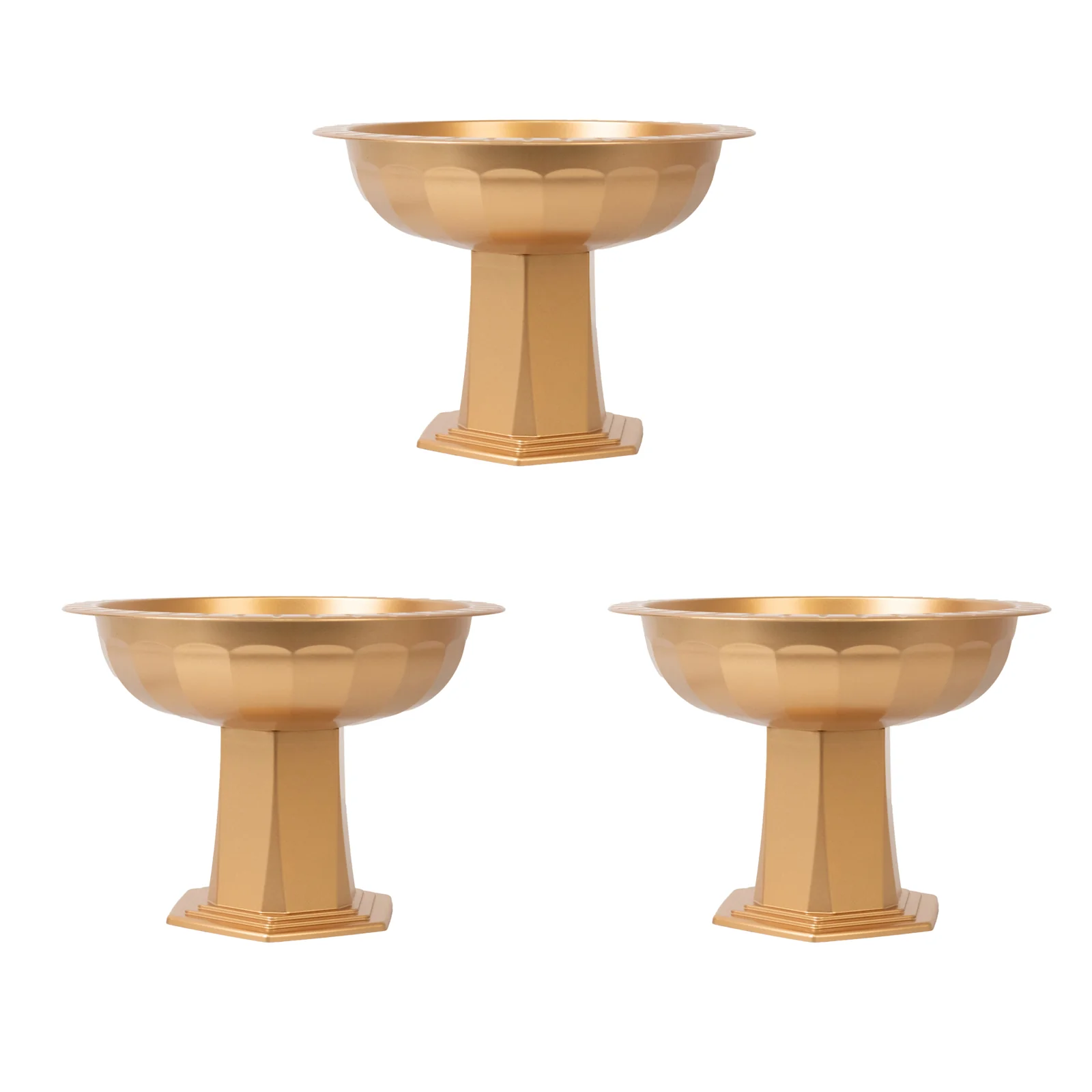 3 Pack Gold Roman Footed Pedestal Bowl Vases, 10"x7" Plastic Compote Flower Stands for Table Centerpiece Arrangements - Image 2