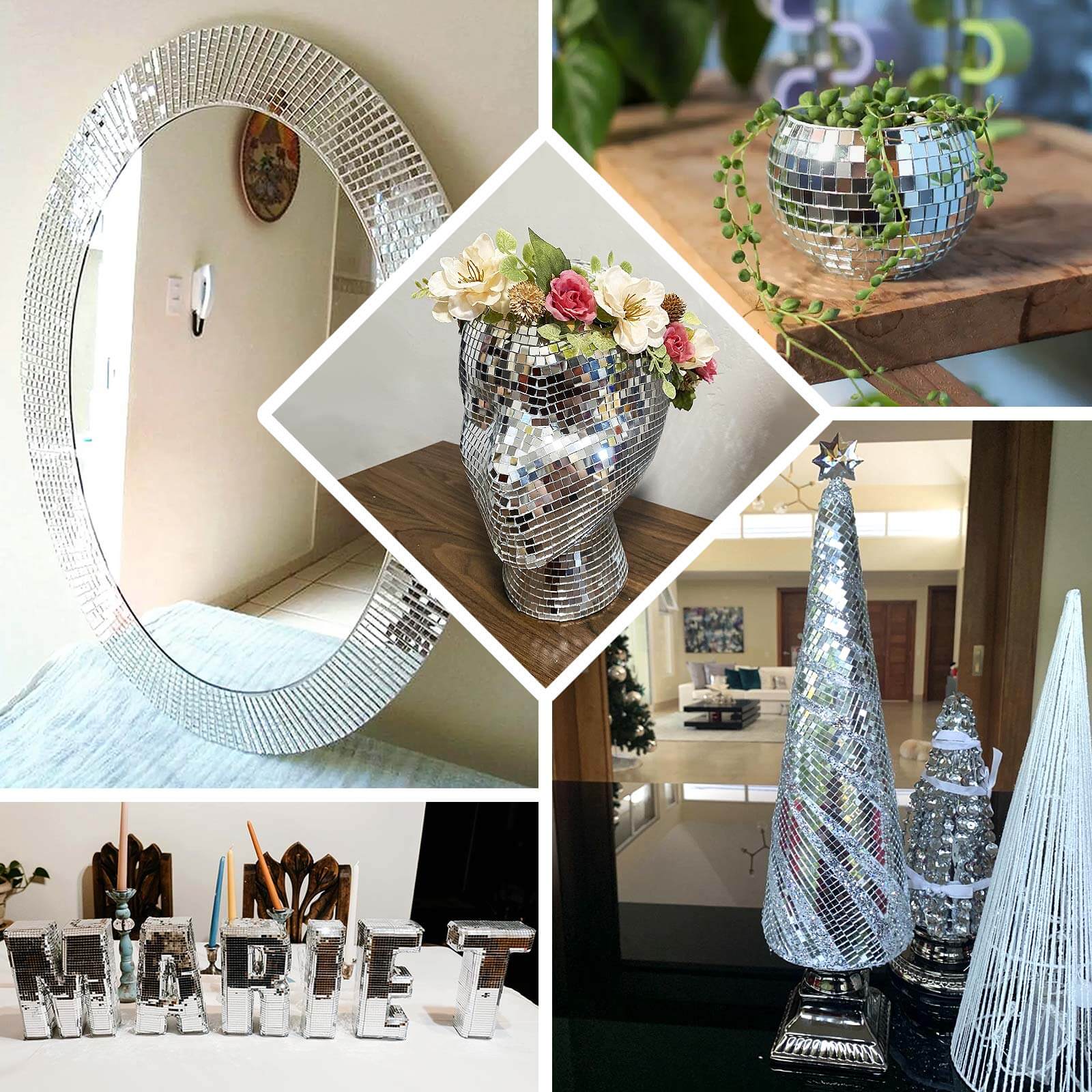 3 Pack Silver Self-Adhesive Glass Mirrors Mosaic Tiles, Mini Square Real Glass Mirror Sticker Rolls - 9ft - Image 5