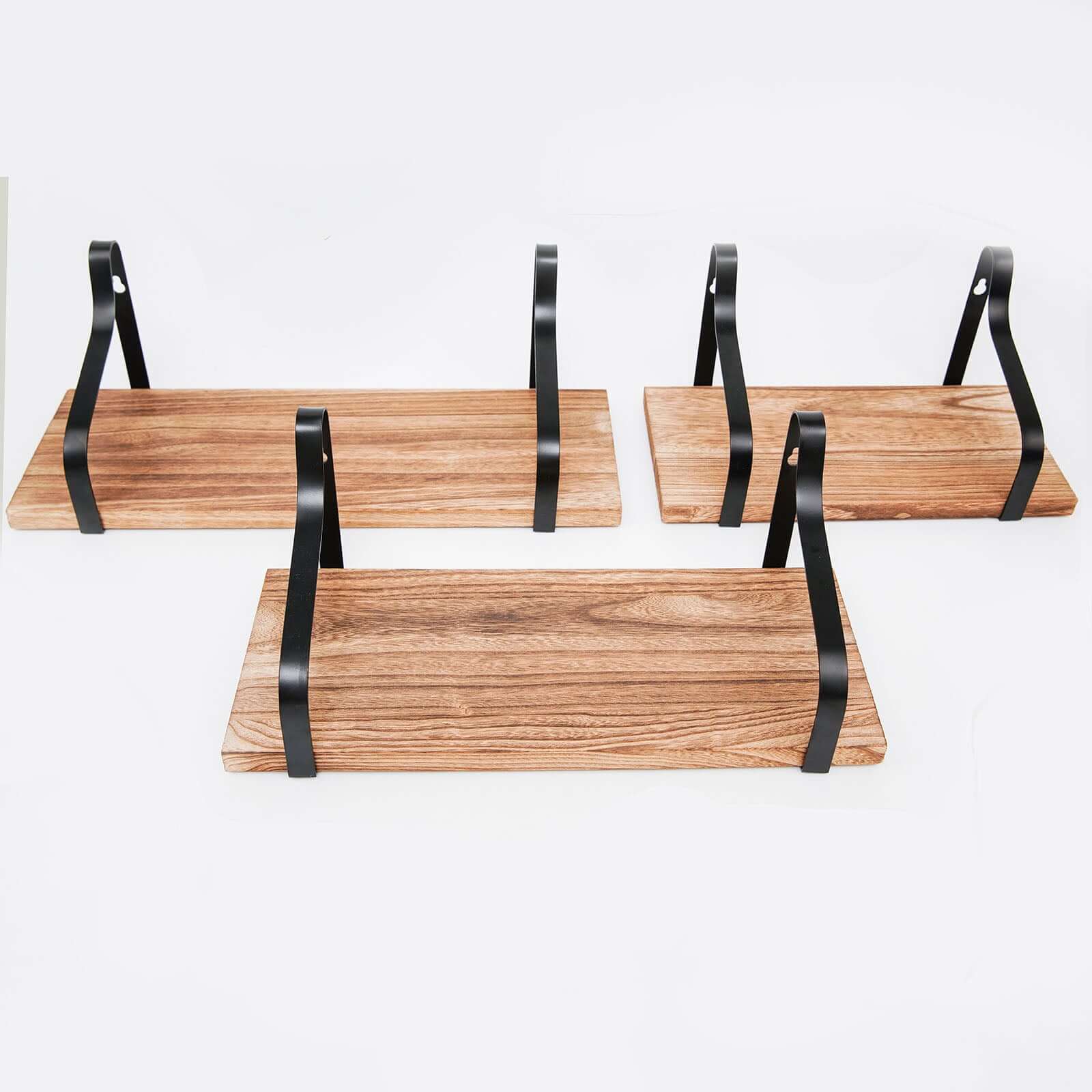 3 Pack Wood / Metal Floating Wall Shelves Wall Mounted Shelf Set Decor - Image 7