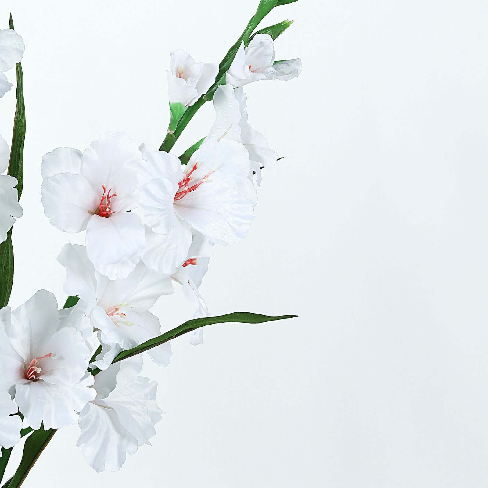 3 Stems White Artificial Silk Gladiolus Flower Spray Bush 36" Tall - Image 10