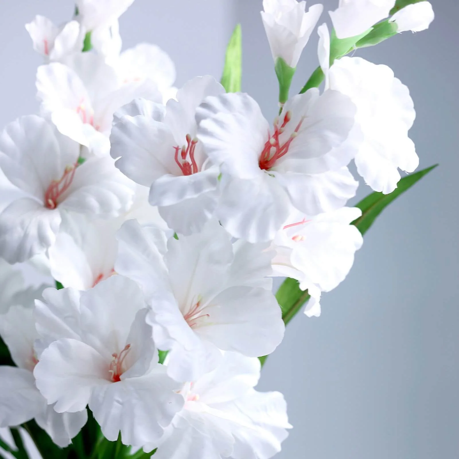3 Stems White Artificial Silk Gladiolus Flower Spray Bush 36" Tall - Image 12