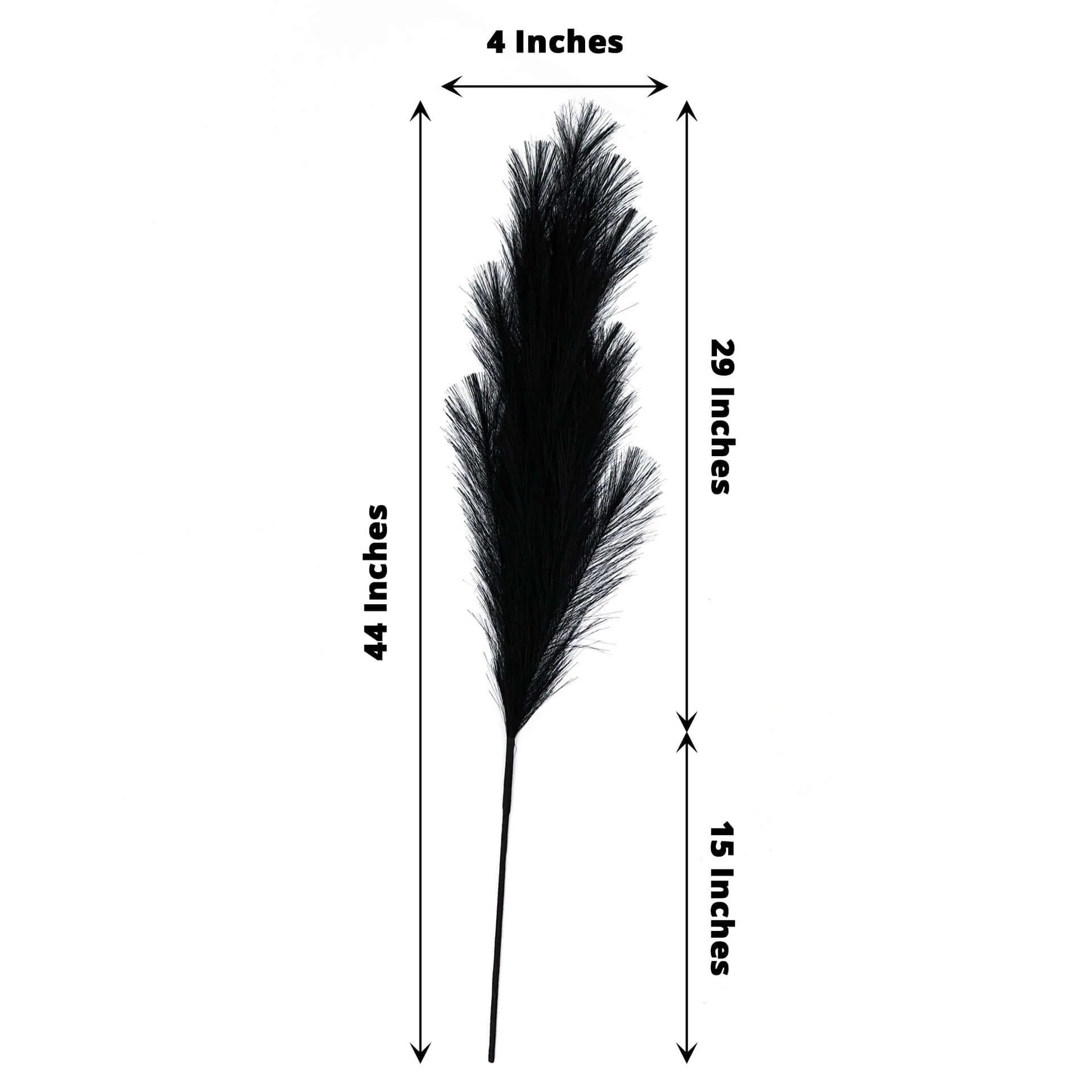 3 Stems Artificial Pampas Grass Decor 44" Black - Fluffy Faux Ornamental Grass Branches - Image 6