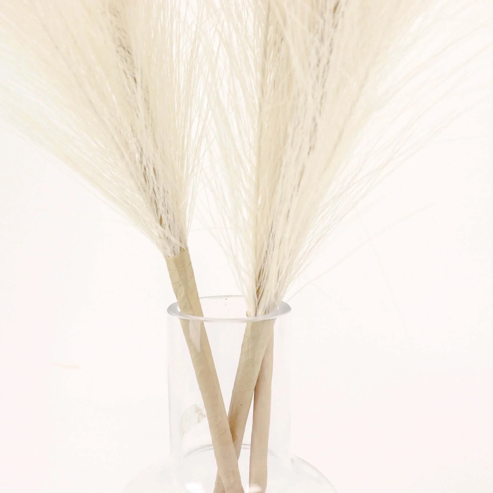 3 Stems Artificial Pampas Grass Decor 44" Cream - Fluffy Faux Ornamental Grass Branches - Image 9