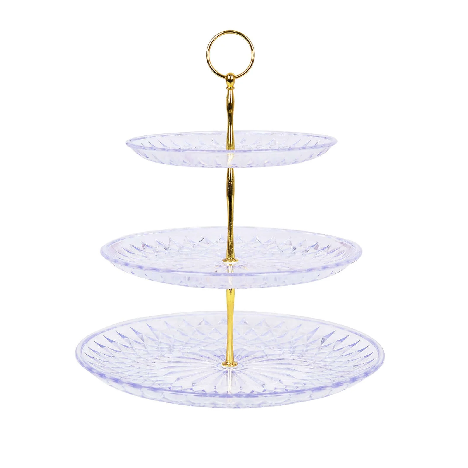 3-Tier Acrylic Cupcake Stand 12" Clear with Gold Top Handles - Easy Assembly Dessert Serving Tray Platter for Chic Events & Celebrations - Image 8