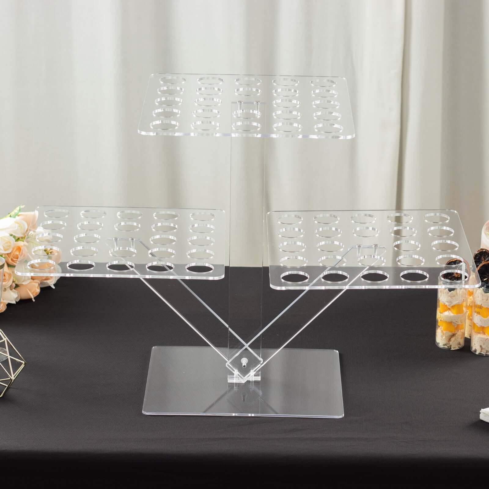 3-Tier Acrylic Square Ice Cream Cone Holder Clear with 72-Slots - 18" - Image 6