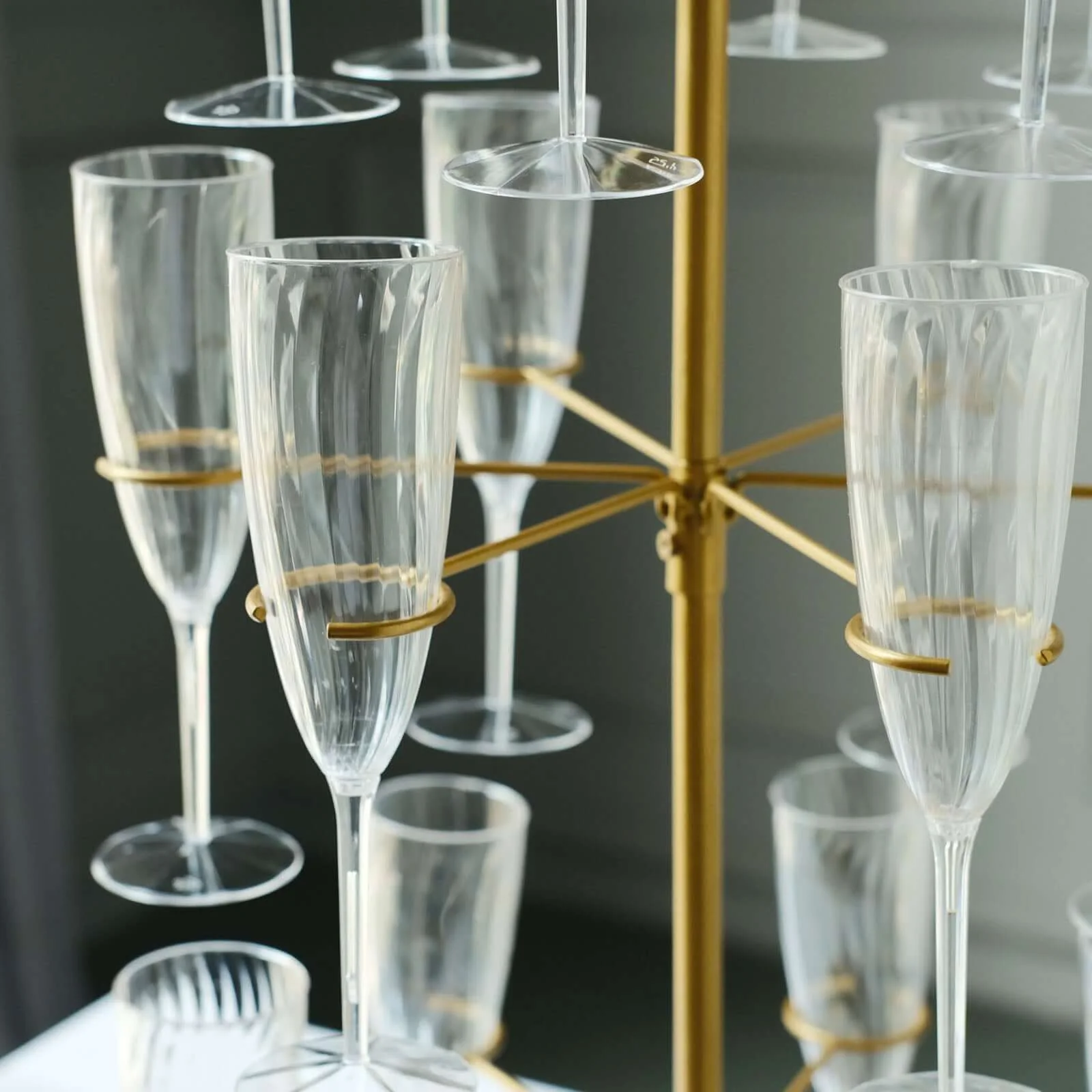 3-Tier Champagne Glass Holder Tower 33" Gold, Stable Metal Flute Display Rack Cocktail Tree Stand for Stylish Drink Presentation - Image 2