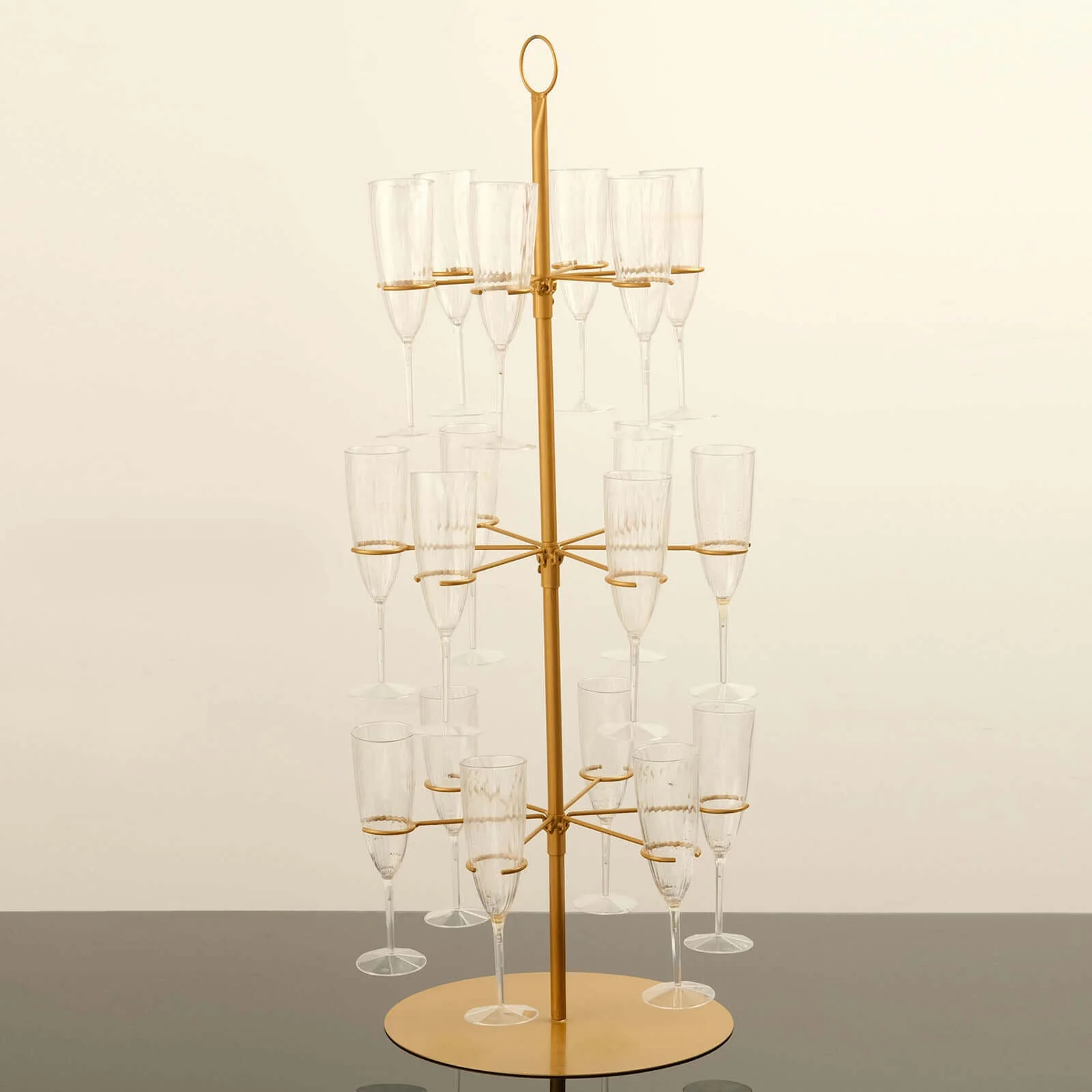 3-Tier Champagne Glass Holder Tower 33" Gold, Stable Metal Flute Display Rack Cocktail Tree Stand for Stylish Drink Presentation - Image 7