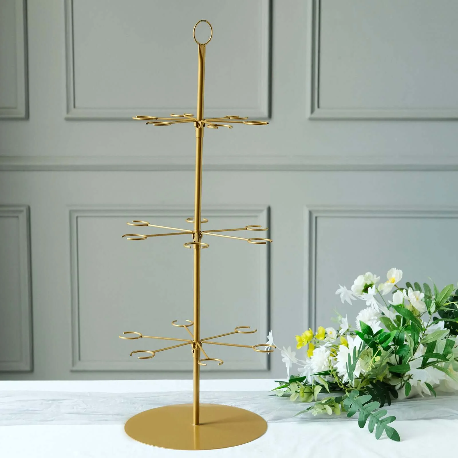 3-Tier Champagne Glass Holder Tower 33" Gold, Stable Metal Flute Display Rack Cocktail Tree Stand for Stylish Drink Presentation - Image 9