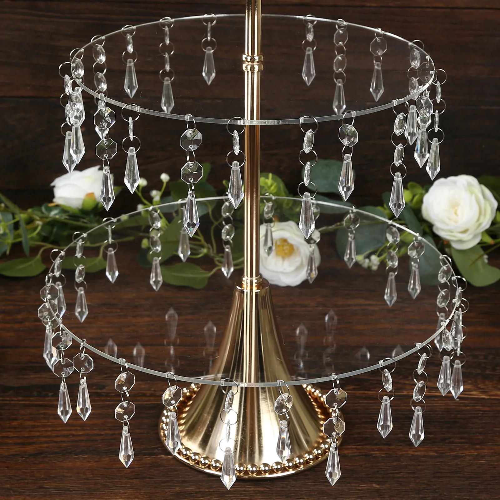 3-Tier Gold Cupcake Stand with Crystals – 2ft Tall Acrylic and Metal Dessert Display Tower - Image 7