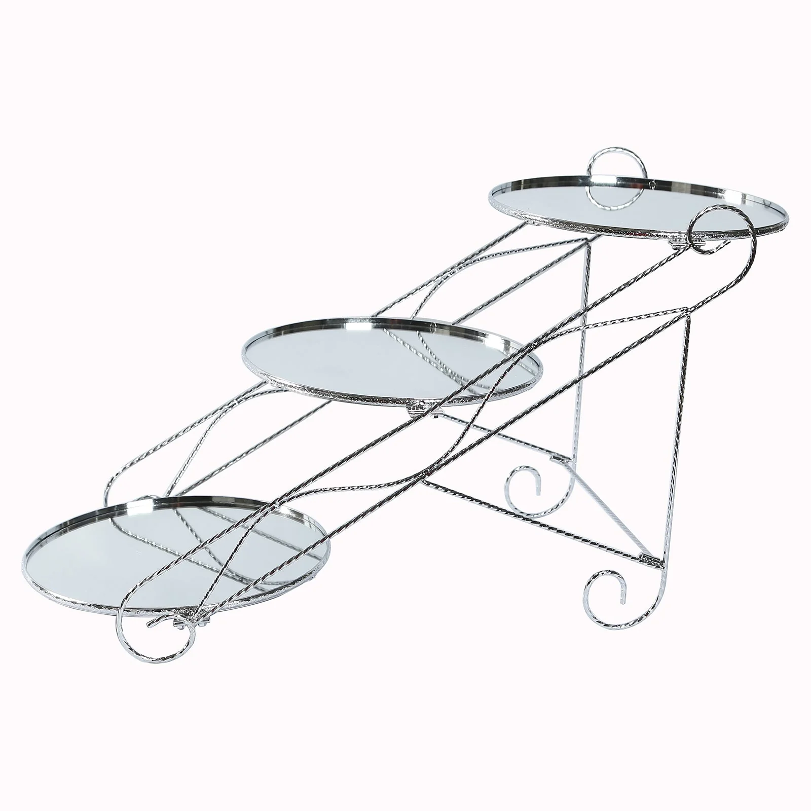 3-Tier Metal Cake Stand 16"x19" Cascading Design with Round Mirror Trays Silver - Dessert Display and Serving Platter - Image 7