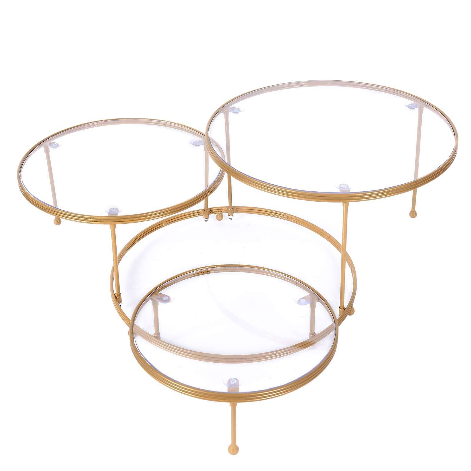 3-Tier Metal Cupcake Stand 23" Gold with Clear Round Acrylic Plates - Dessert Cake Display Holder for Events - Image 5