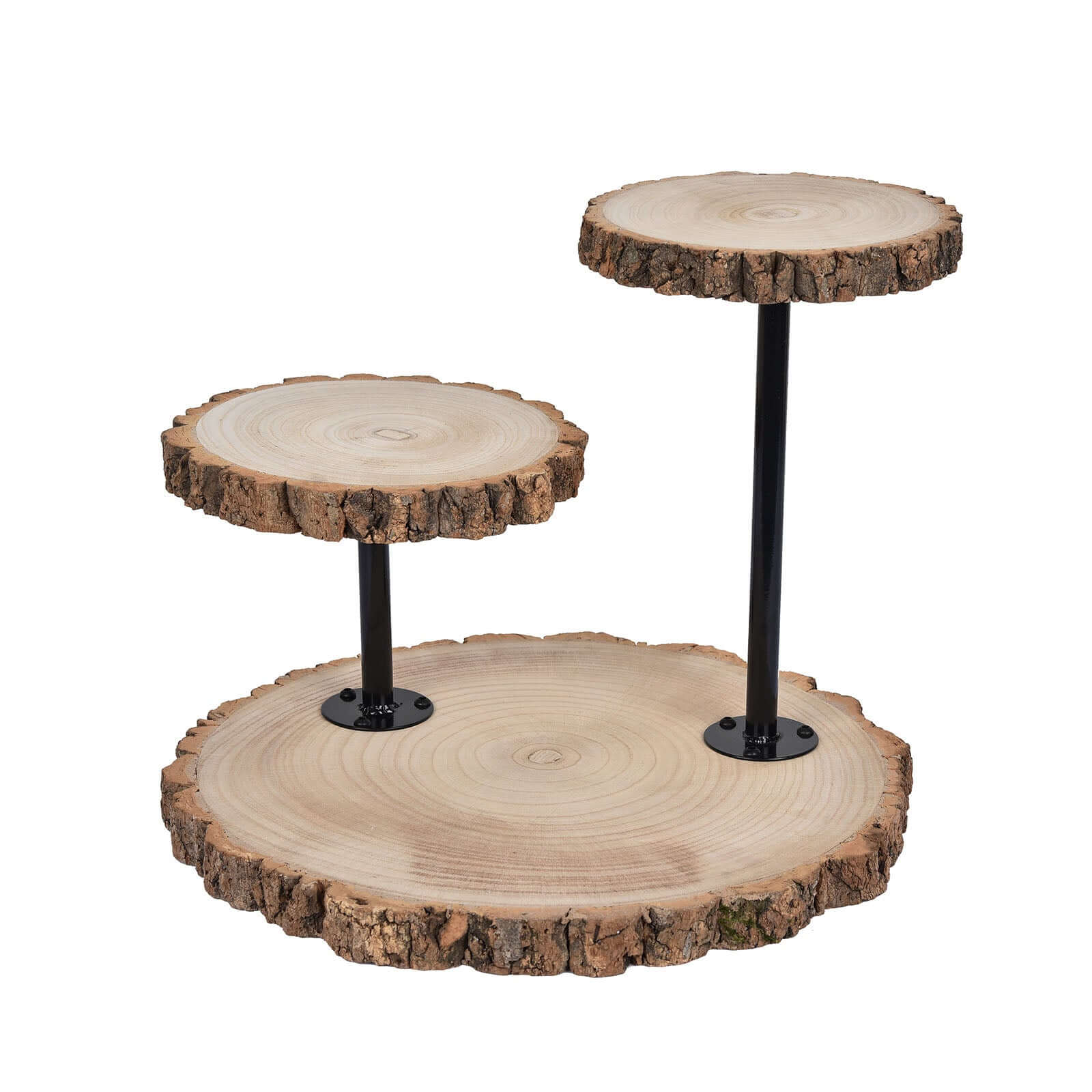 3-Tier Wooden Cheese Board Stand 14" Natural Wood Slice Design - Rustic Cupcake Centerpiece with Assembly Tools - Image 6