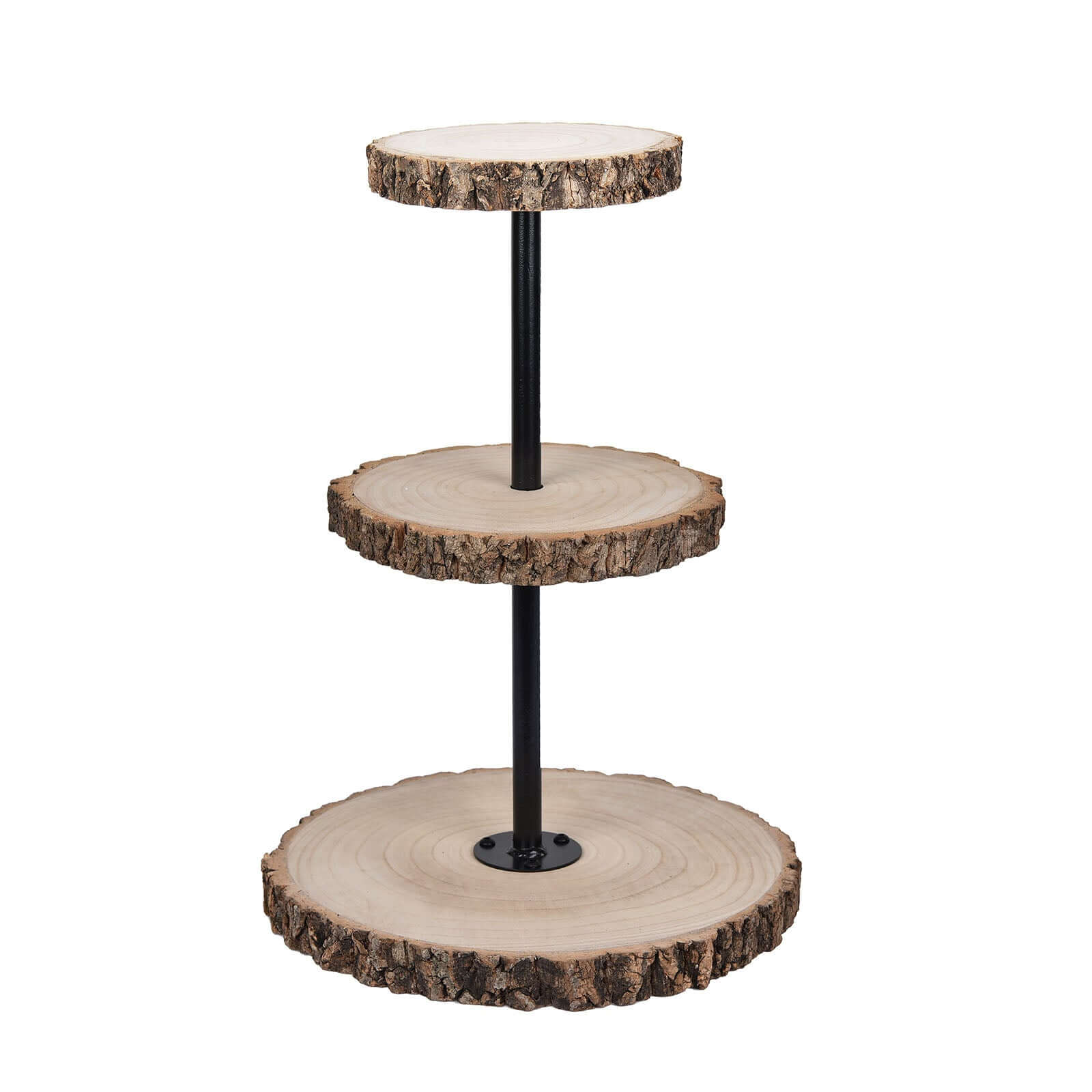 3-Tier Wooden Cheese Board Stand 19" Tower Design Natural Wood Slice - Rustic Cupcake Centerpiece with Assembly Tools - Image 6