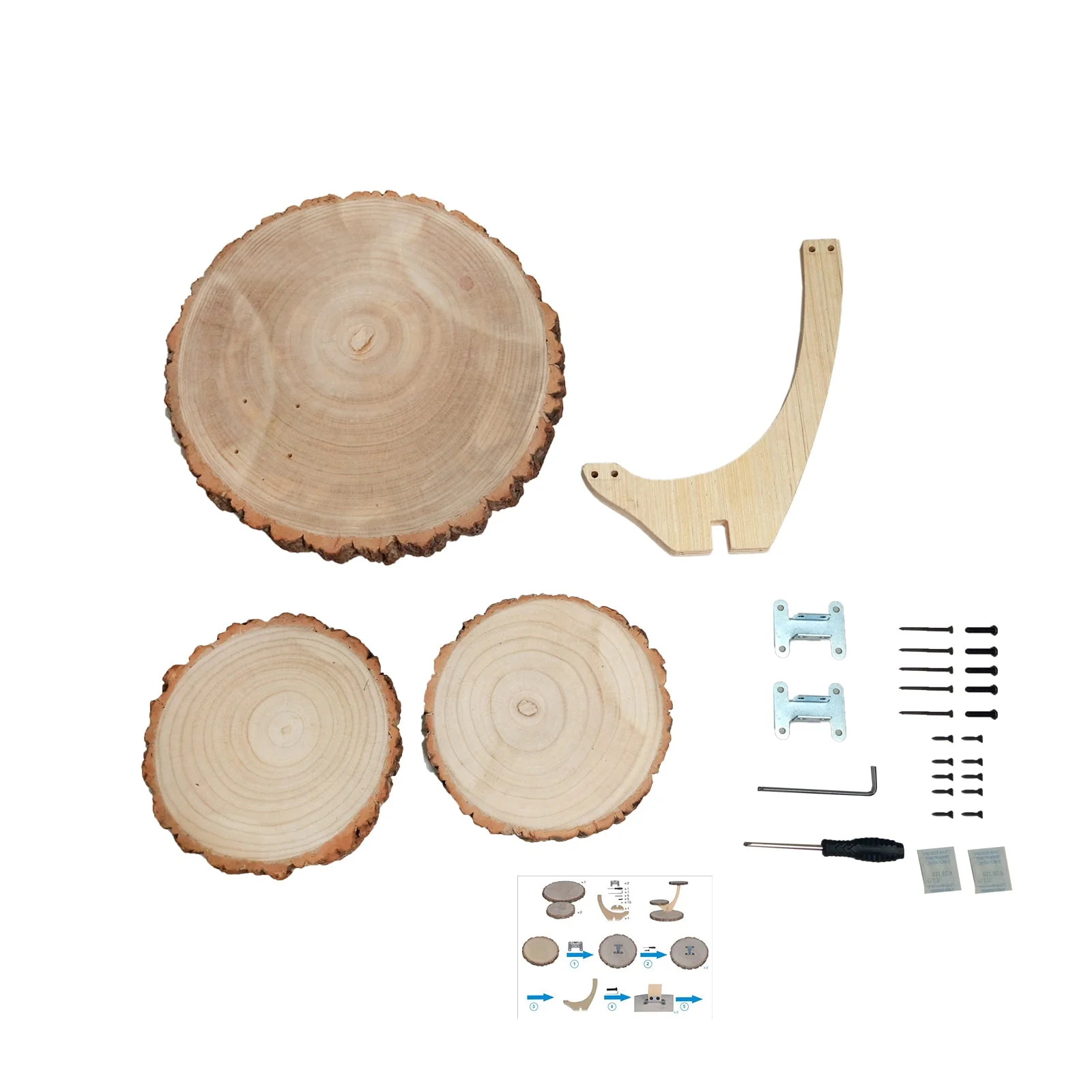3-Tier Wooden Cupcake Stand 17" Rustic Natural Wood Slice with Tree Branch Style - Farmhouse Dessert Display Cake Holder - Image 4