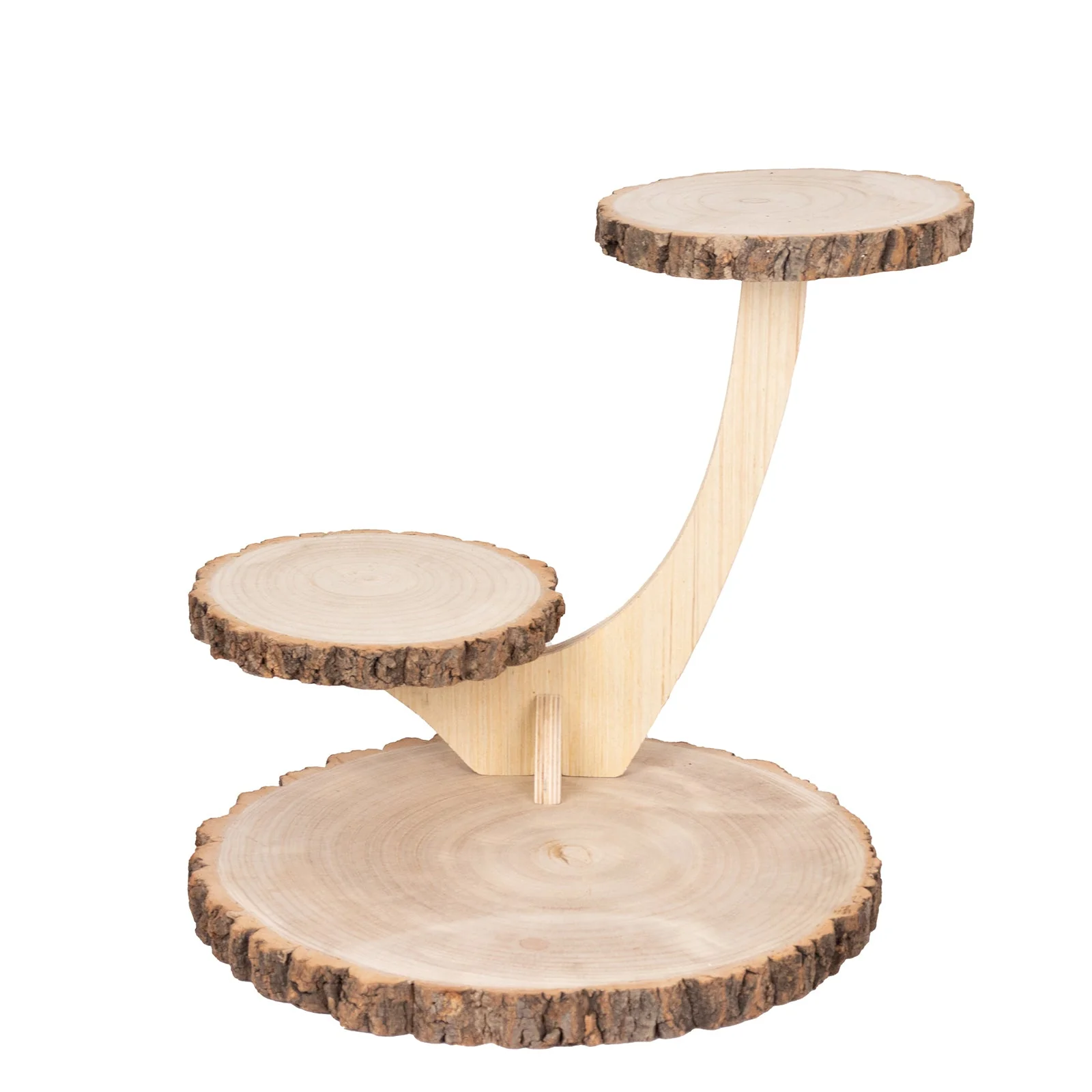 3-Tier Wooden Cupcake Stand 17" Rustic Natural Wood Slice with Tree Branch Style - Farmhouse Dessert Display Cake Holder - Image 5