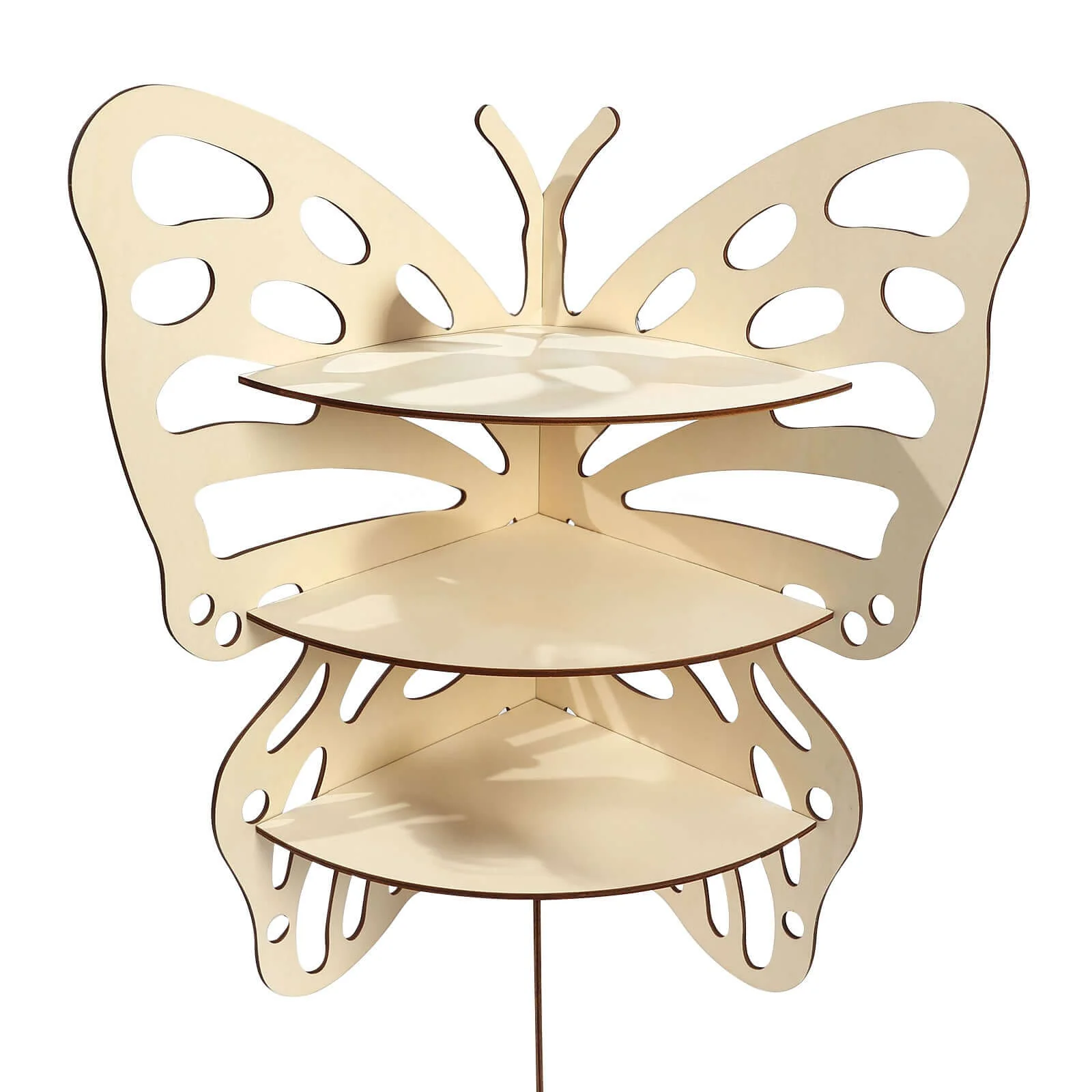 3-Tier Wooden Cupcake Stand 24" Butterfly Design Natural - Rustic Dessert Display Shelf Rack - Image 7