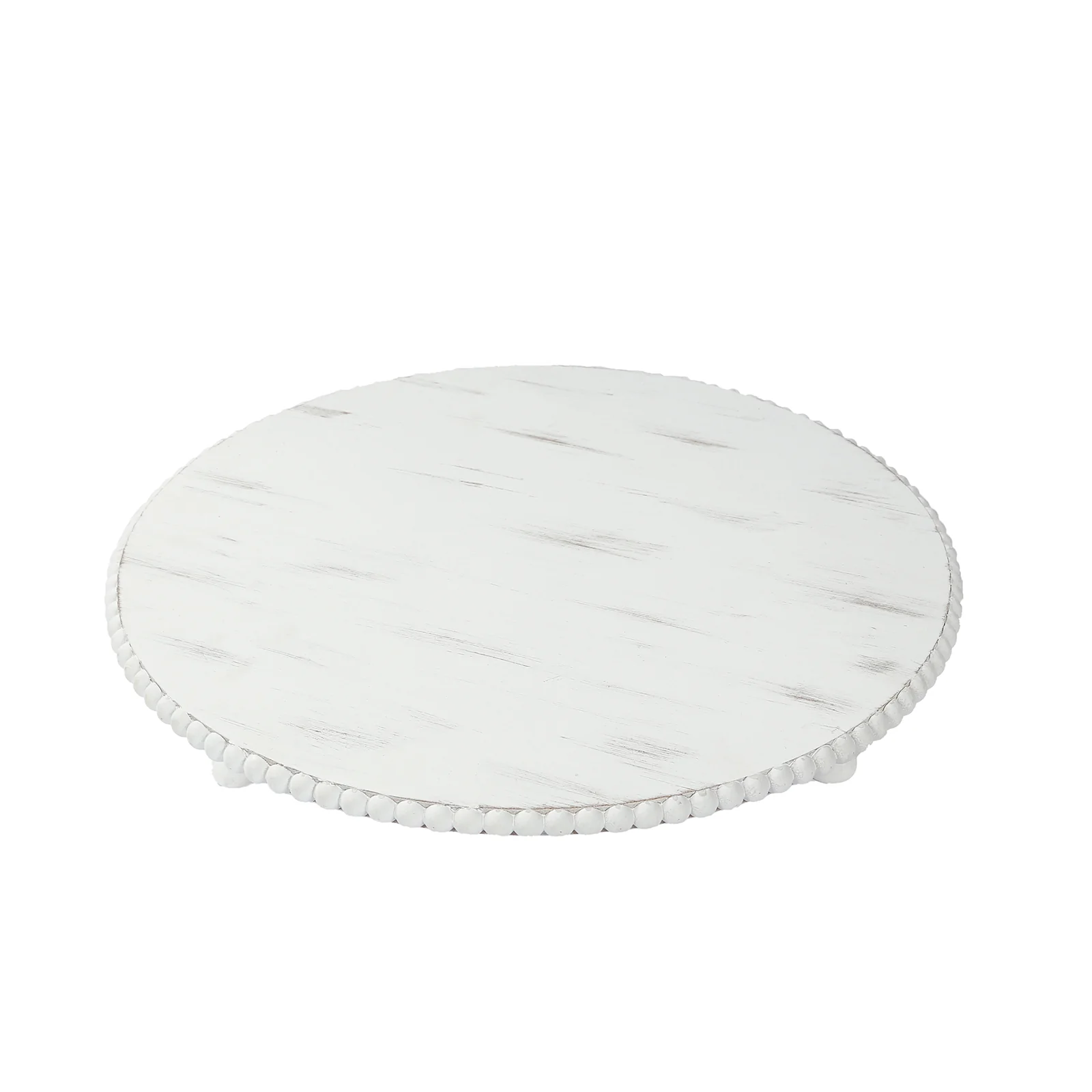 3-Pack Wooden Centerpiece Plates 13" – Antique White Beaded Charger Plates, Rustic Farmhouse Decor - Image 5