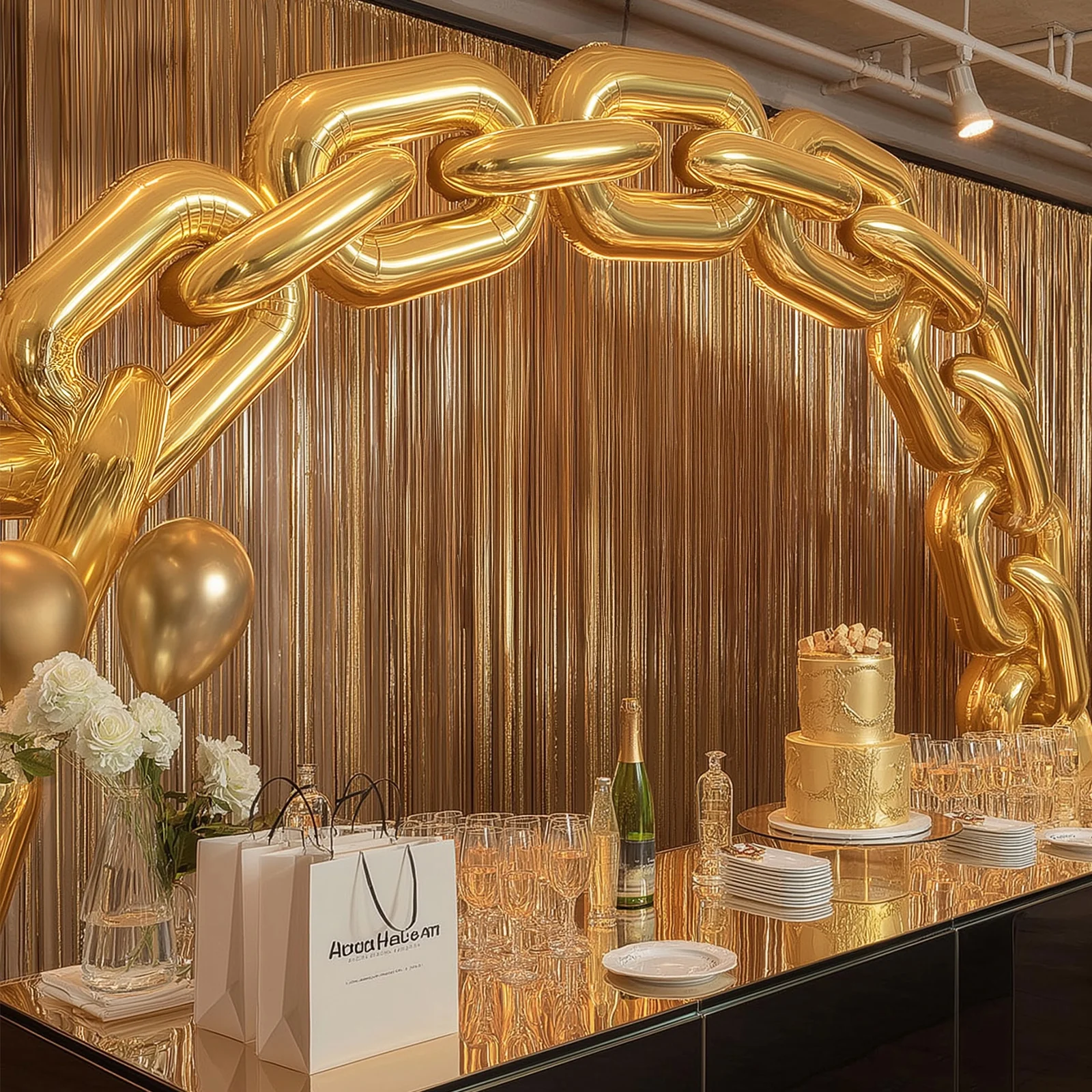 30 Pack 24" Gold Chain Foil Balloons – 90s Hip Hop Party Decorations – Jumbo Link Balloons for Arches & Backdrops Up to 44ft Long Foil Mylar Balloons - Image 7