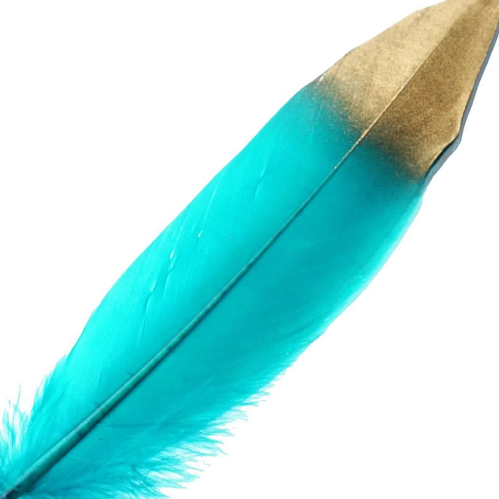 30 Pack Metallic Gold Dipped Turquoise Real Goose Feathers, Craft Feathers For Party Decoration - Image 12