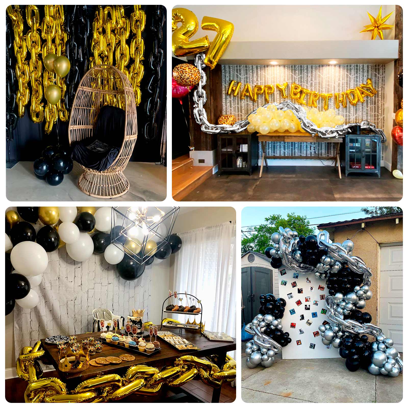 30 Pack Silver Chain Link Balloons – Durable 8"x12" Foil Balloon connect up to 16ft for Parties & Events - Image 4
