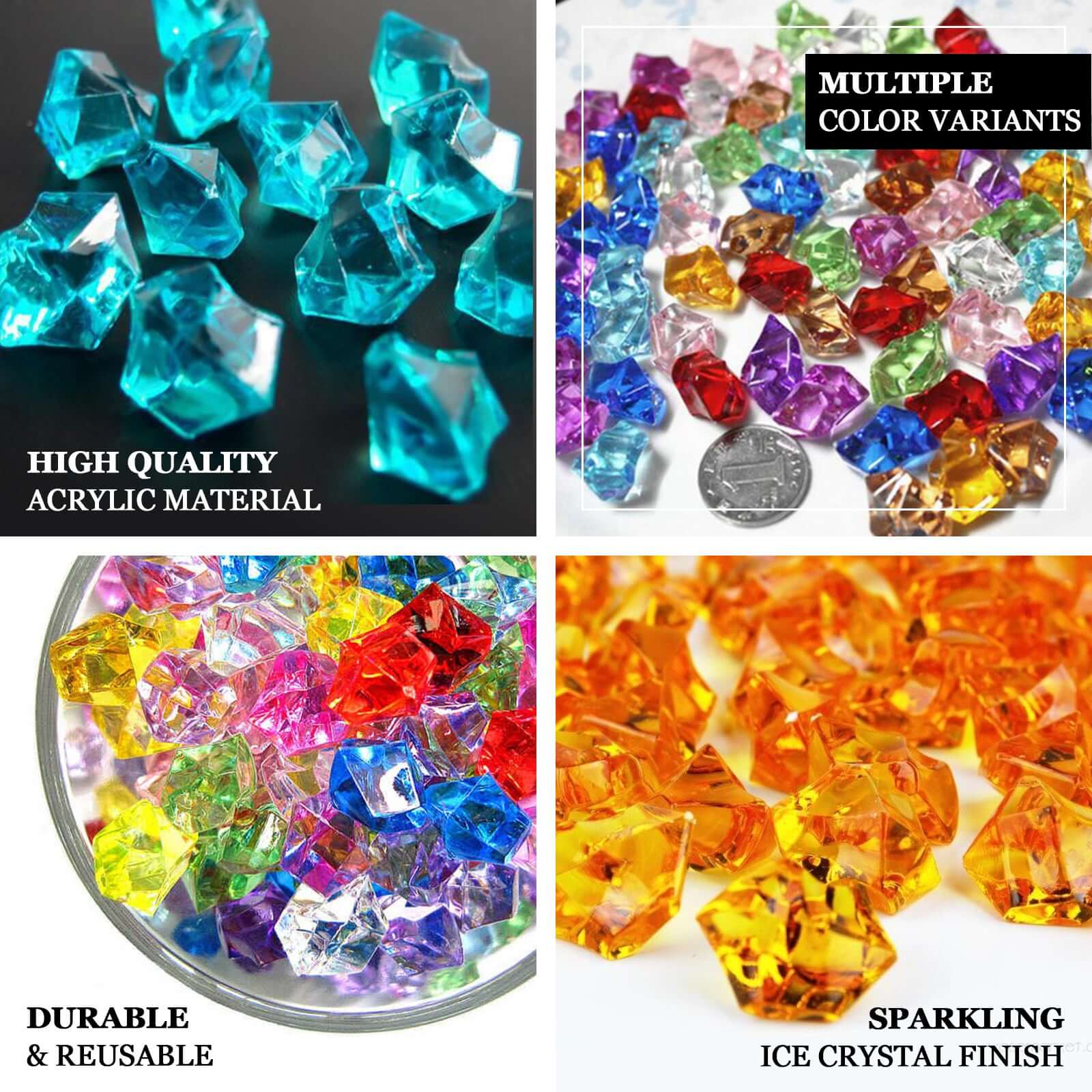 300 Pcs Clear Acrylic Ice Bead Vase Fillers Large - DIY Craft Crystals - Image 4