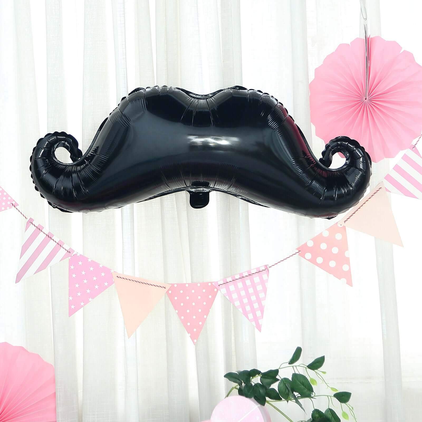 Black Mustache Shaped Mylar Balloon, Foil Party Balloons 31" - Image 6
