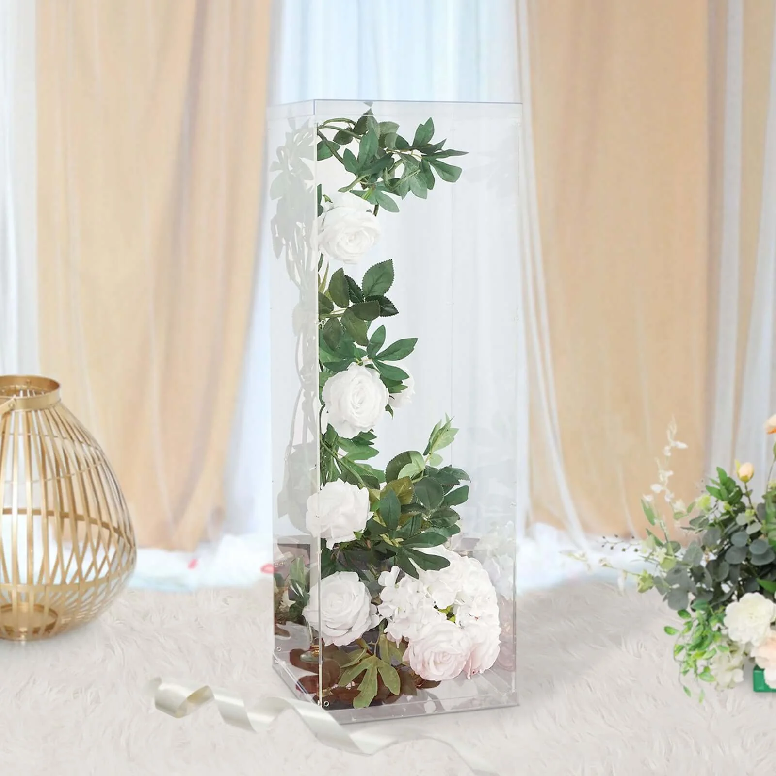 Clear Acrylic Pedestal Riser, Transparent Display Box with Interchangeable Lid and Base 32" - Image 2