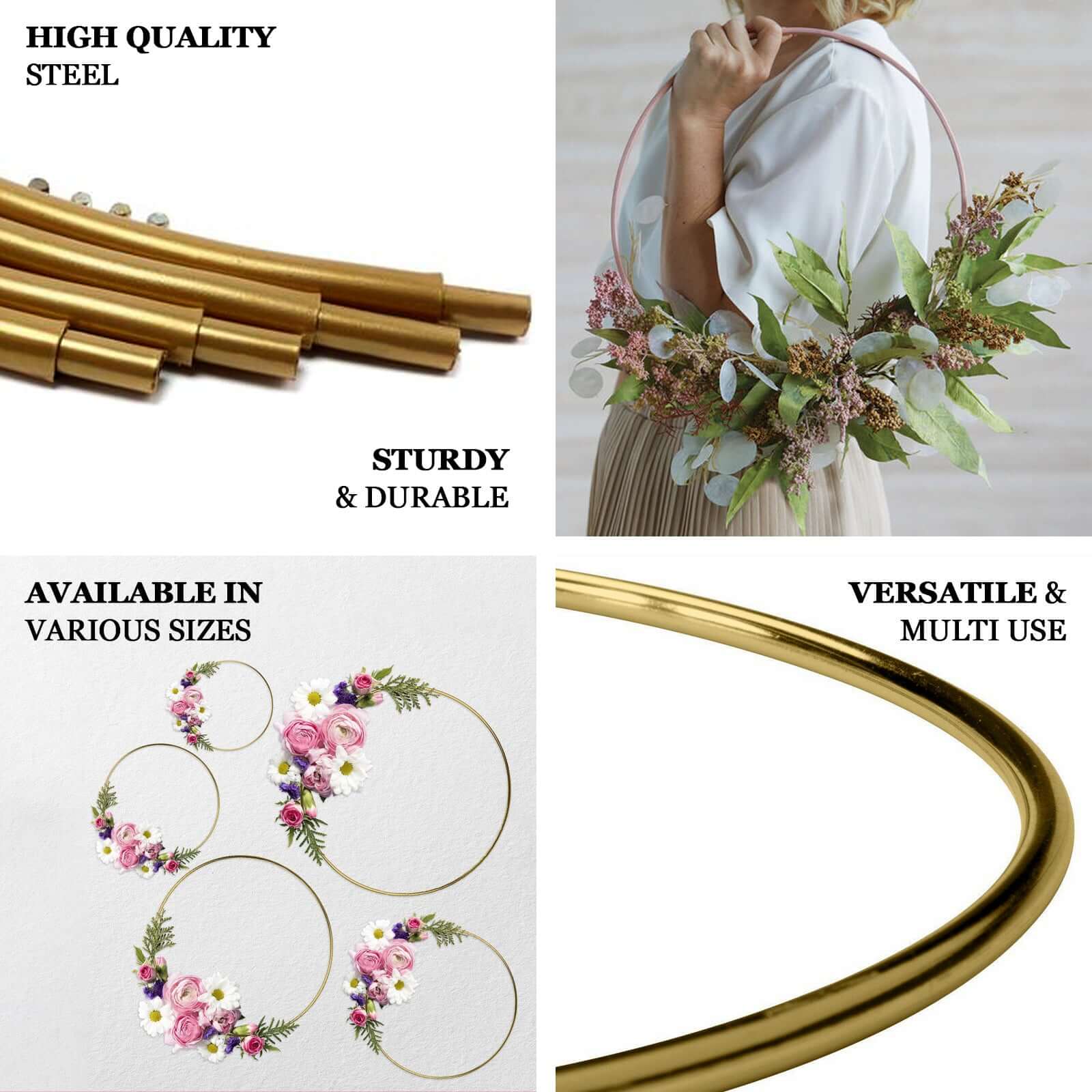 Gold Heavy Duty Metal Hoop Wreath, Floral Hoop 32" - Image 4
