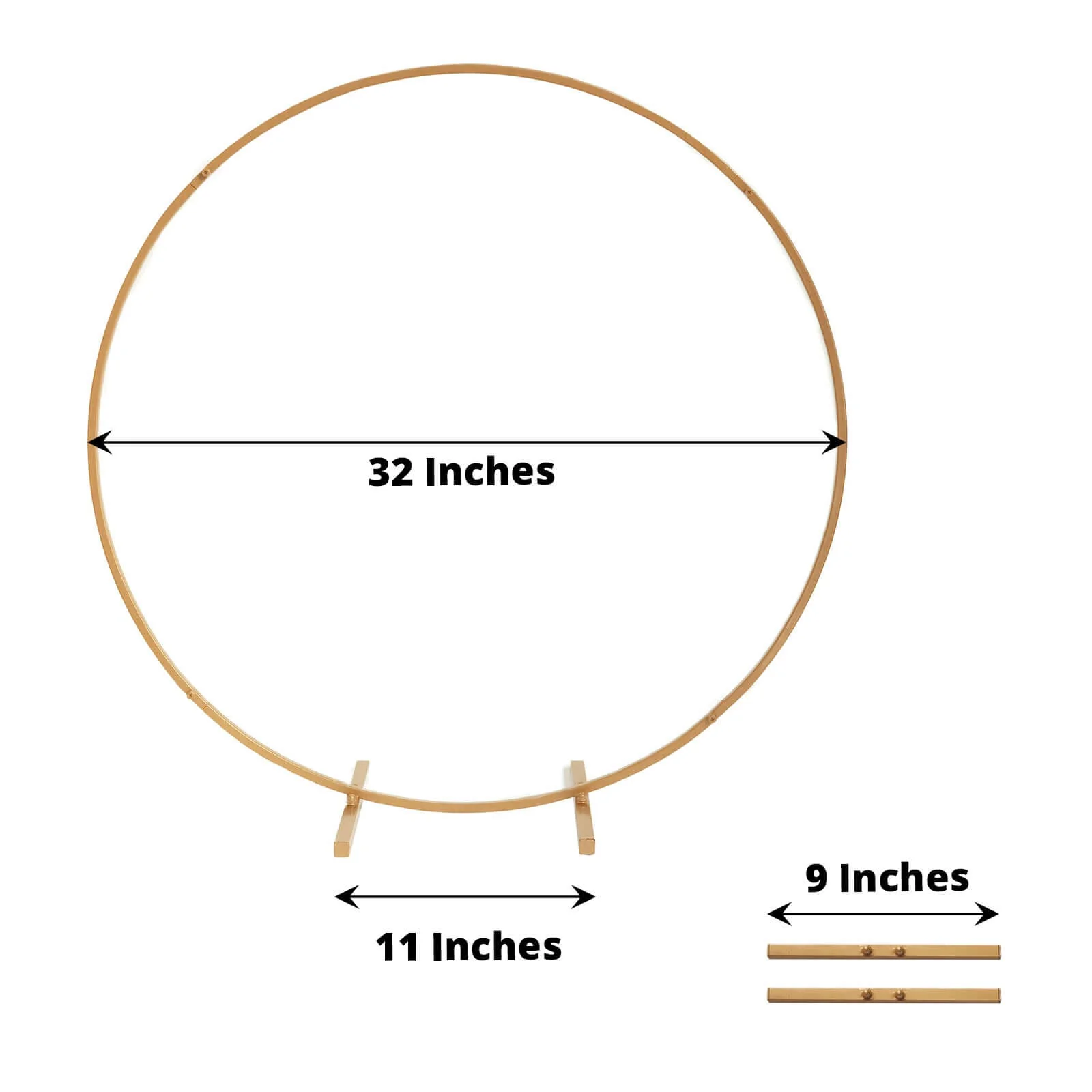 Gold Metal Round Hoop Wedding Centerpiece, Self Standing Table Floral Wreath Frame 32" - Image 3