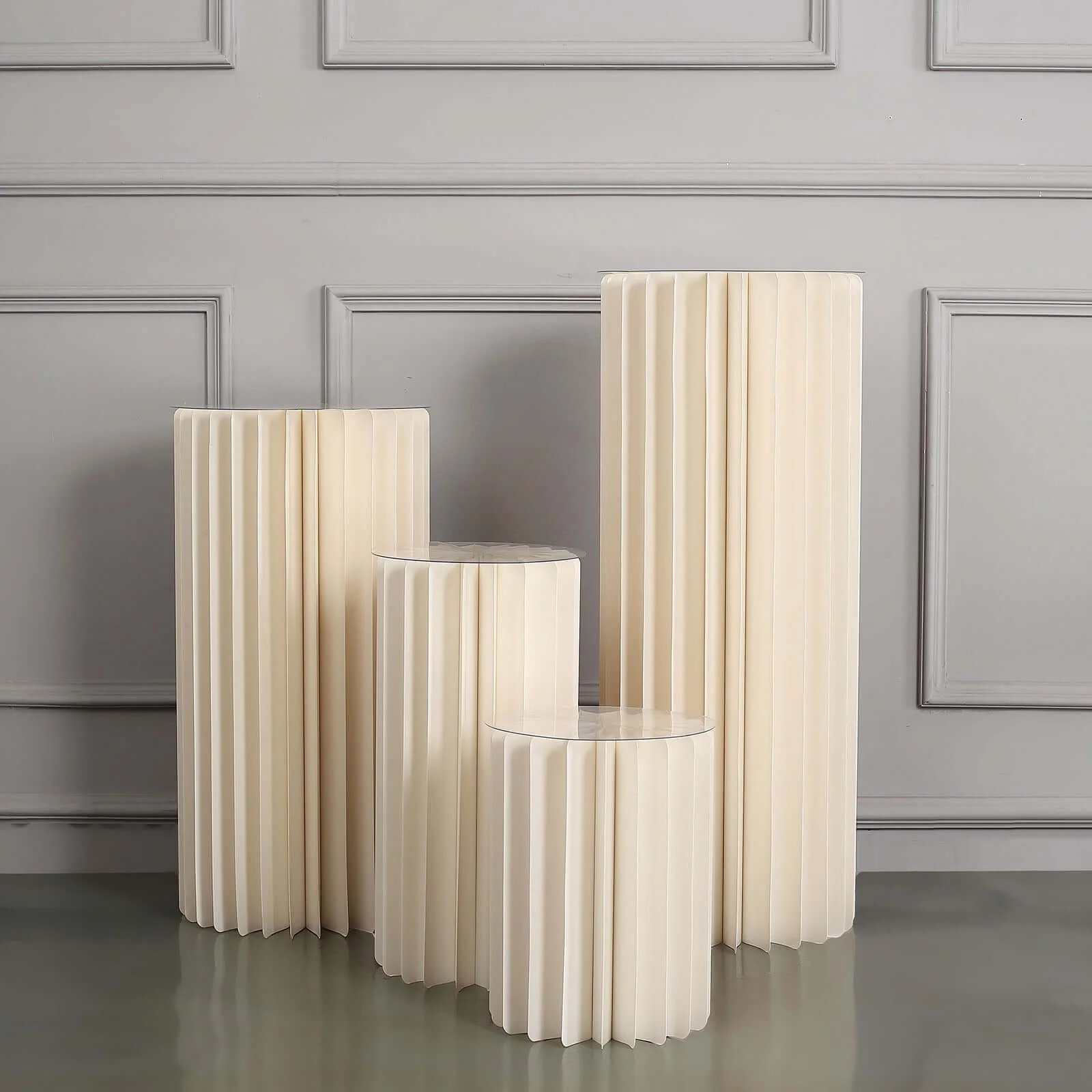 Ivory Cylinder Pillar Pedestal Stand, Display Column Stand With Top Plate 32" - Image 7