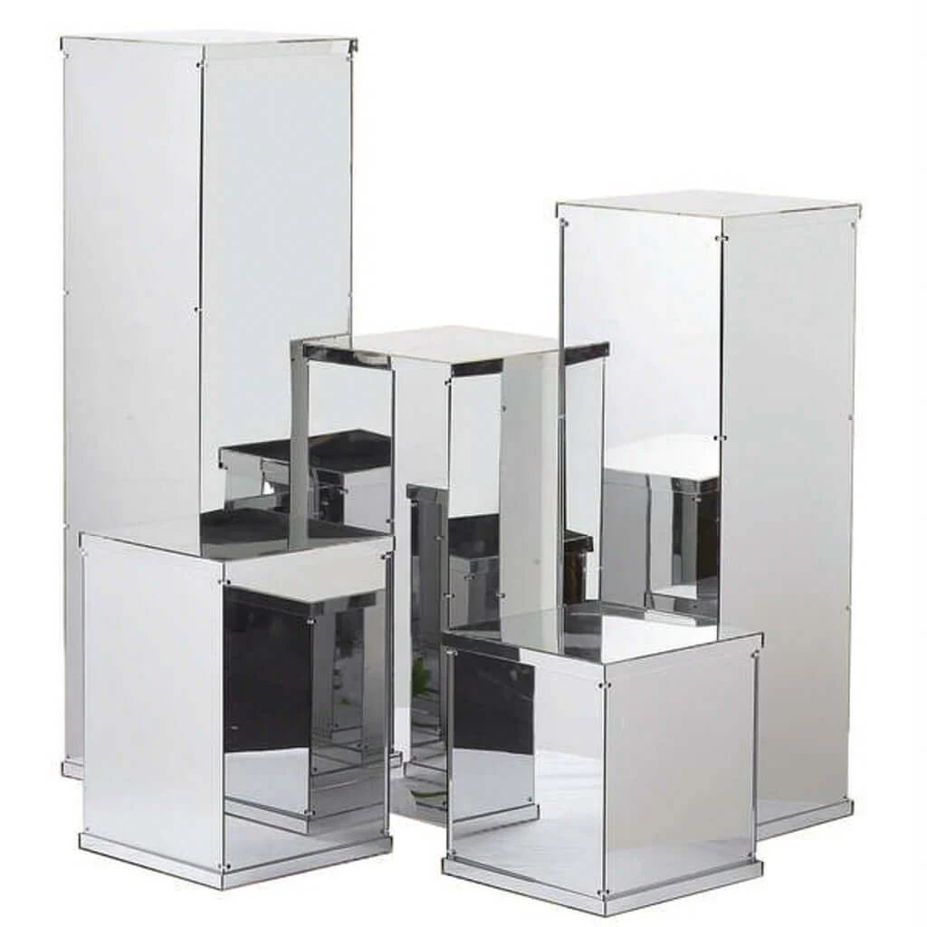 Silver Mirror Finish Acrylic Pedestal Riser, Display Box with Interchangeable Lid and Base 32" - Image 8