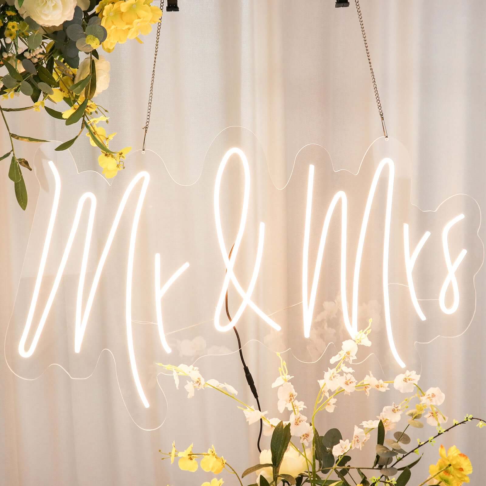 Mr and Mrs Neon Light Sign, LED Reusable Wall Décor Lights With 5ft Hanging Chain 33" - Image 2