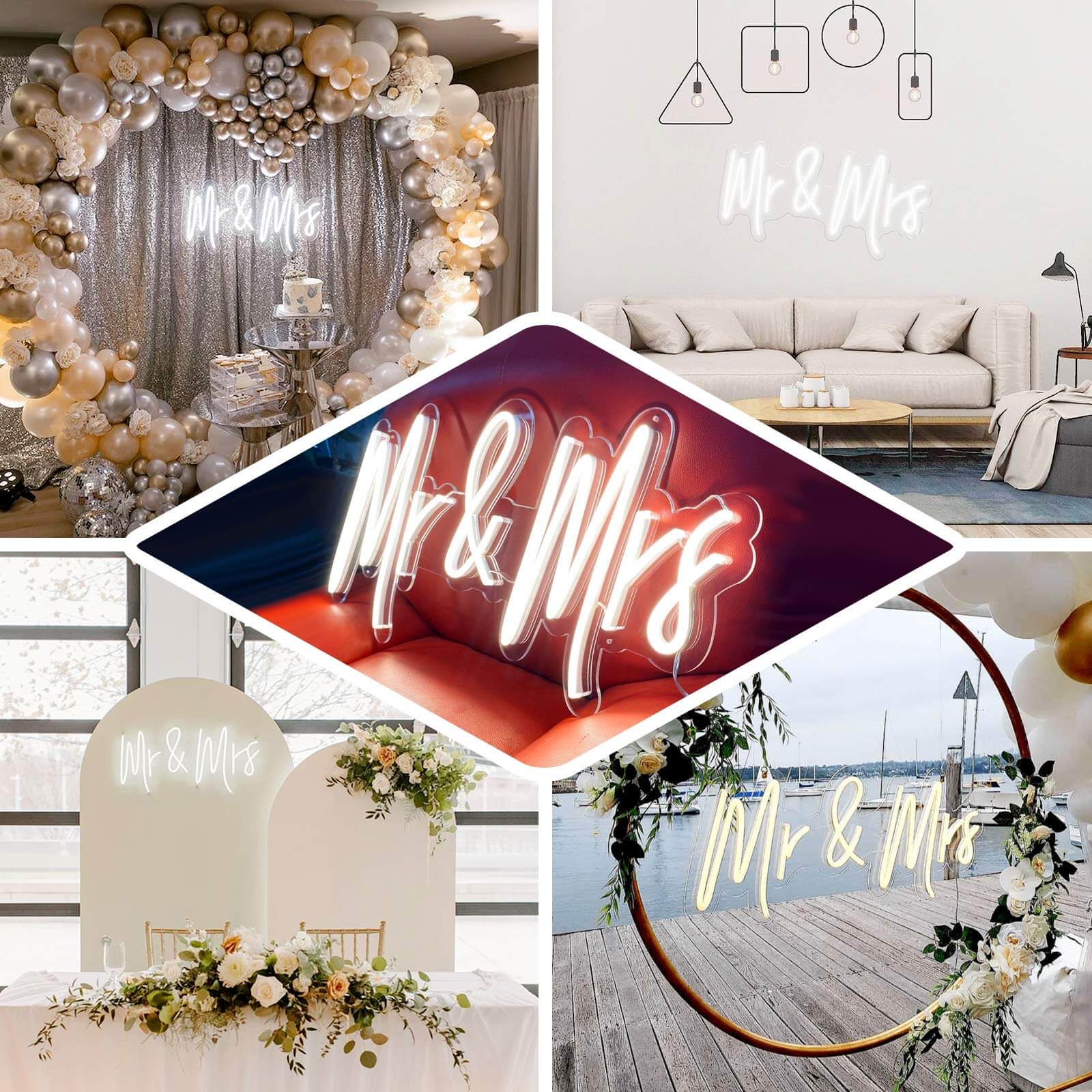 Mr and Mrs Neon Light Sign, LED Reusable Wall Décor Lights With 5ft Hanging Chain 33" - Image 5