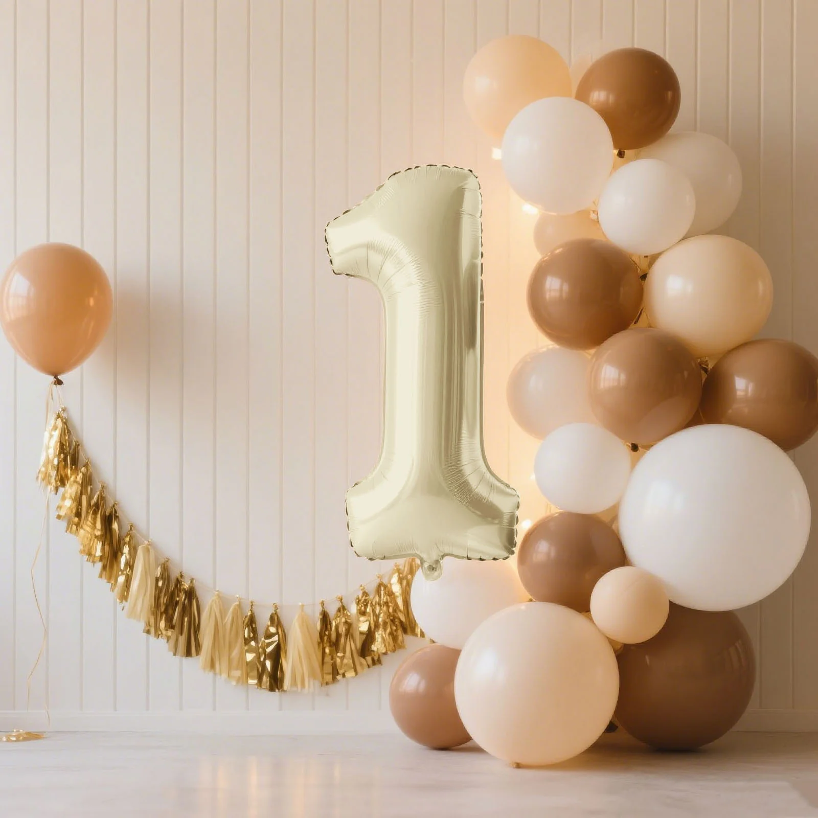 35" Matte Cream Number Balloons 0-9 – Large Mylar Foil Balloons, Air or Helium Fill - Image 7
