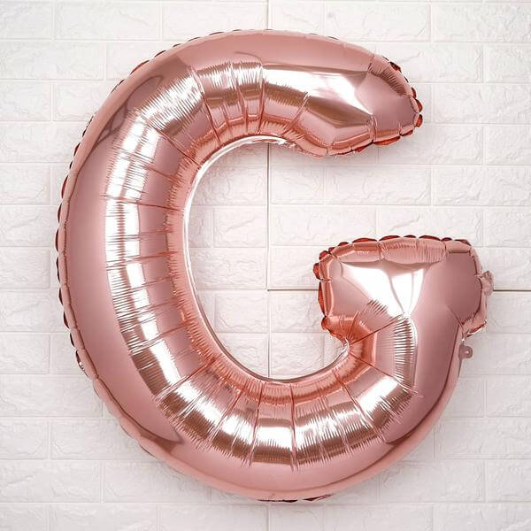 35" Rose Gold Letter and Number Balloons, Metallic Mylar Foil Helium Air Balloons - Image 11