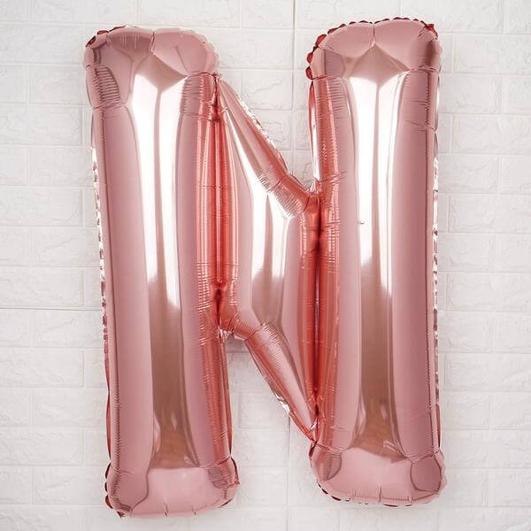 35" Rose Gold Letter and Number Balloons, Metallic Mylar Foil Helium Air Balloons - Image 18