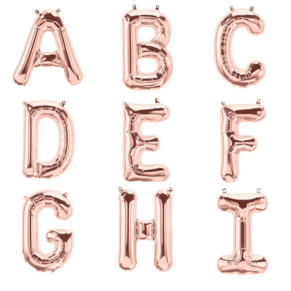 35" Rose Gold Letter and Number Balloons, Metallic Mylar Foil Helium Air Balloons - Image 2