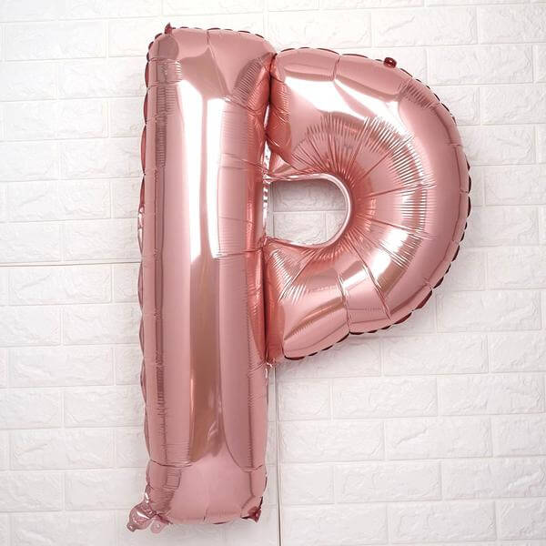 35" Rose Gold Letter and Number Balloons, Metallic Mylar Foil Helium Air Balloons - Image 20