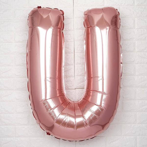 35" Rose Gold Letter and Number Balloons, Metallic Mylar Foil Helium Air Balloons - Image 25