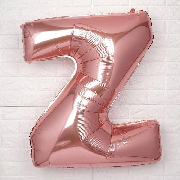 35" Rose Gold Letter and Number Balloons, Metallic Mylar Foil Helium Air Balloons - Image 30
