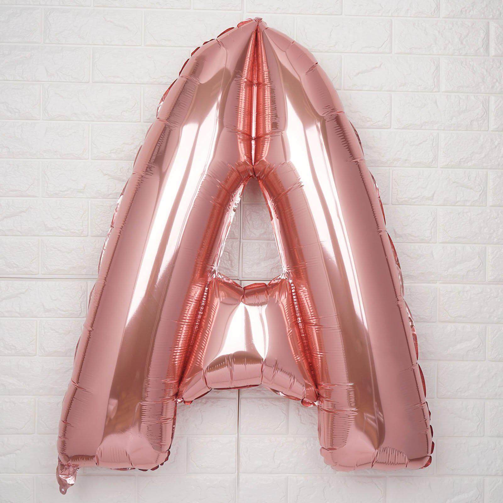 35" Rose Gold Letter and Number Balloons, Metallic Mylar Foil Helium Air Balloons - Image 5
