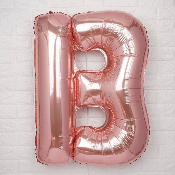35" Rose Gold Letter and Number Balloons, Metallic Mylar Foil Helium Air Balloons - Image 6
