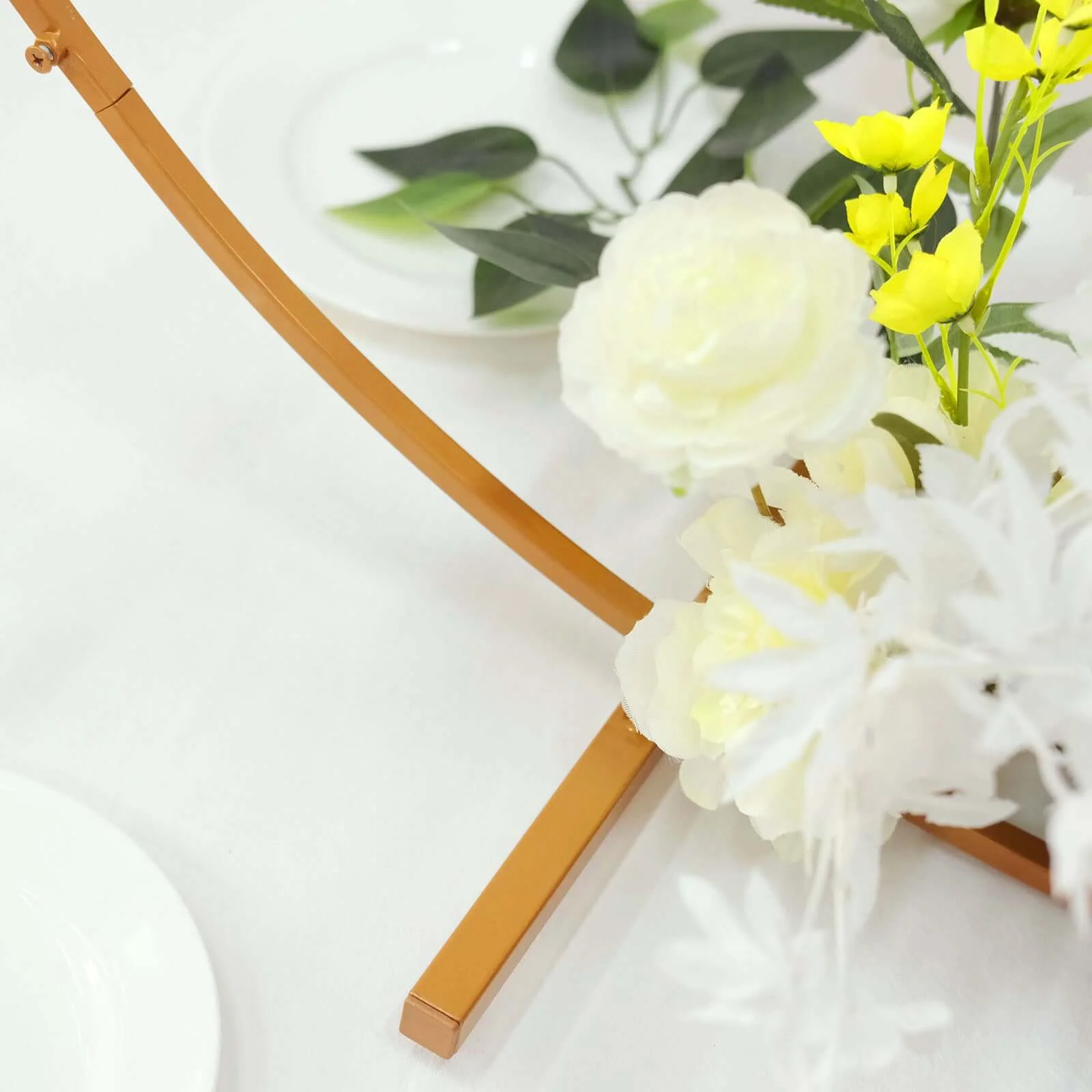 Gold Metal Round Hoop Wedding Centerpiece, Self Standing Table Floral Wreath Frame 36" - Image 2