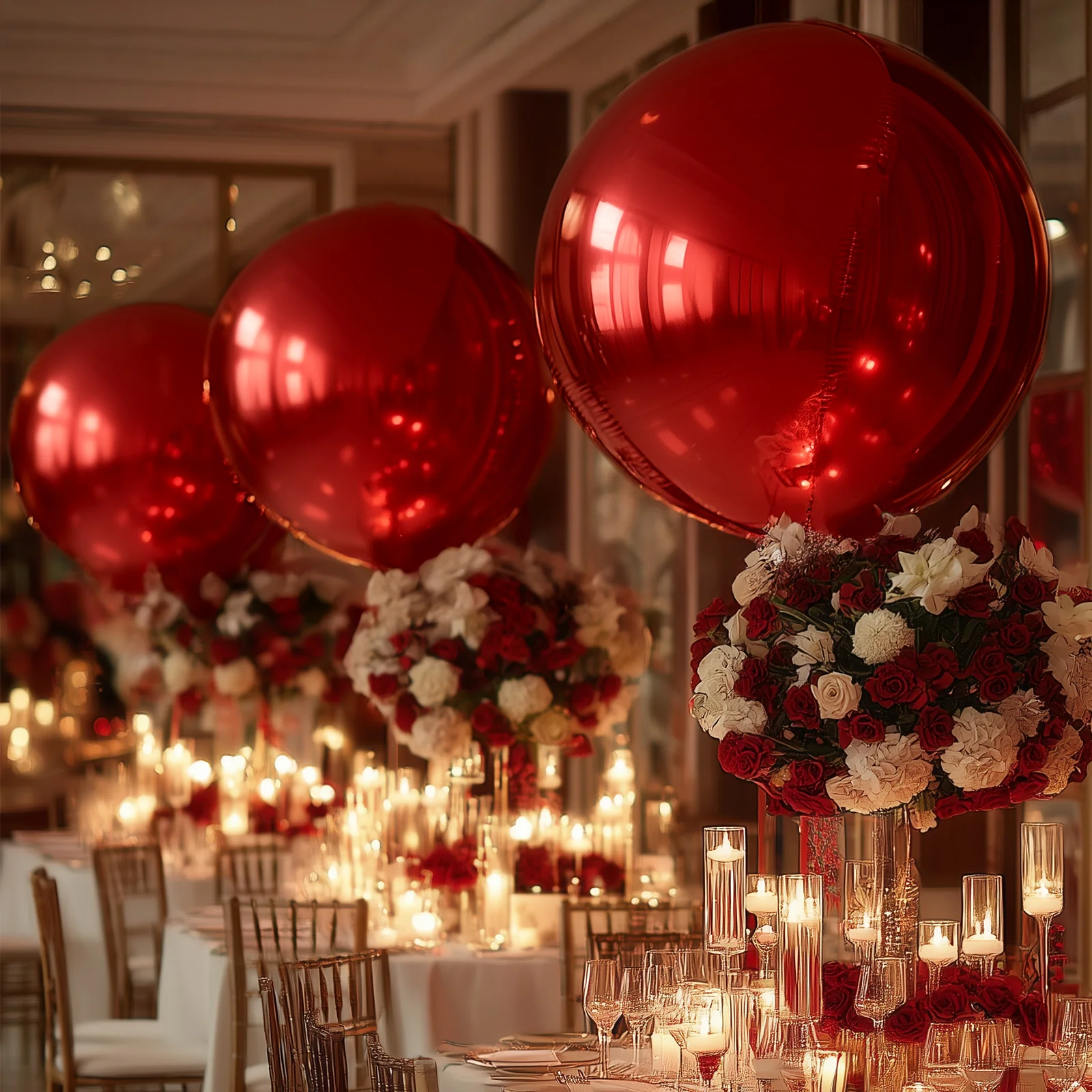 4-Pack Orbz Mylar Foil Balloons, 39" Metallic Red Large Round Sphere Helium or Air-Filled Party Decorations - Image 9
