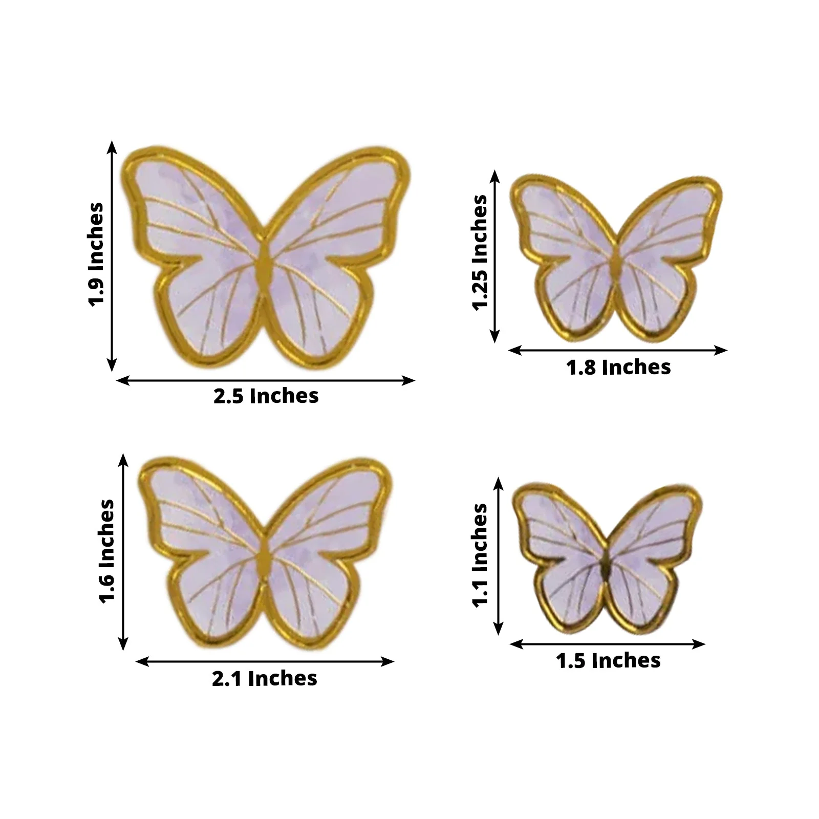 64 Pcs 3D Butterfly Cake Toppers with Gold Edges – Pink & Purple Double Layer Cupcake Decorations for Birthdays, Weddings, Baby Showers – Assorted Sizes - Image 2