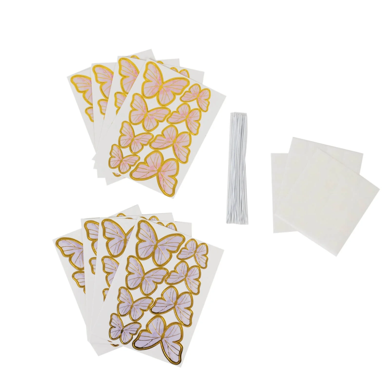 64 Pcs 3D Butterfly Cake Toppers with Gold Edges – Pink & Purple Double Layer Cupcake Decorations for Birthdays, Weddings, Baby Showers – Assorted Sizes - Image 5