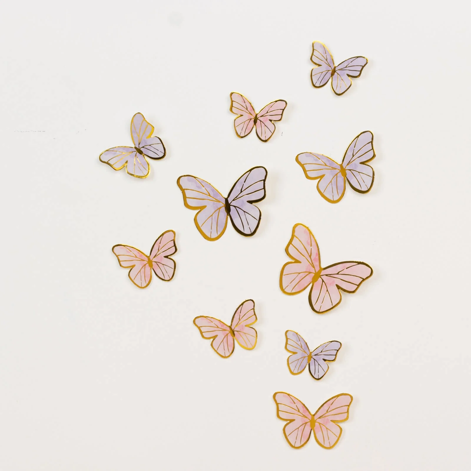 64 Pcs 3D Butterfly Cake Toppers with Gold Edges – Pink & Purple Double Layer Cupcake Decorations for Birthdays, Weddings, Baby Showers – Assorted Sizes - Image 6