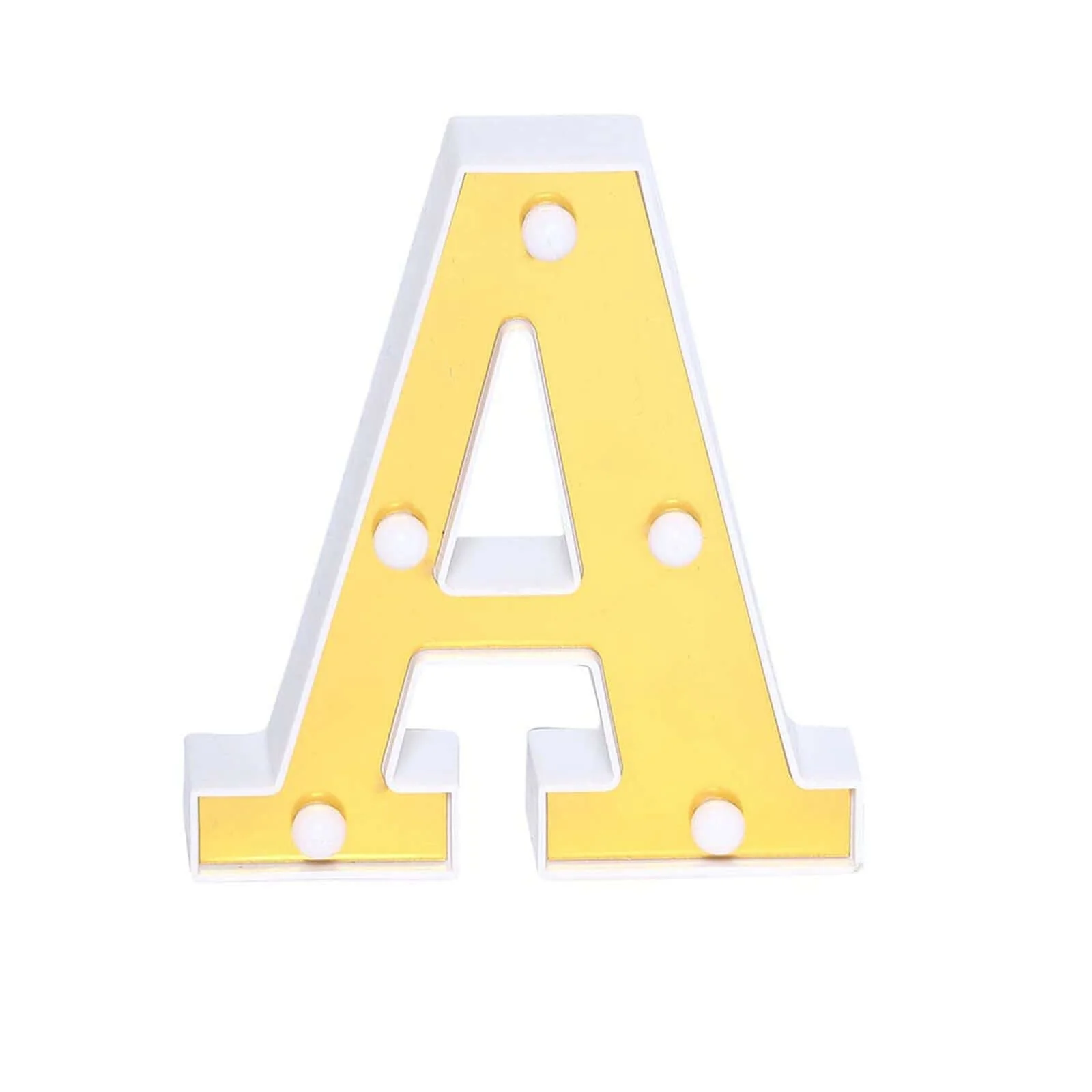 3D Marquee Letter "A" Gold with Warm White 5 LED Lights 6" - Light-Up Accent for Displays - Image 8