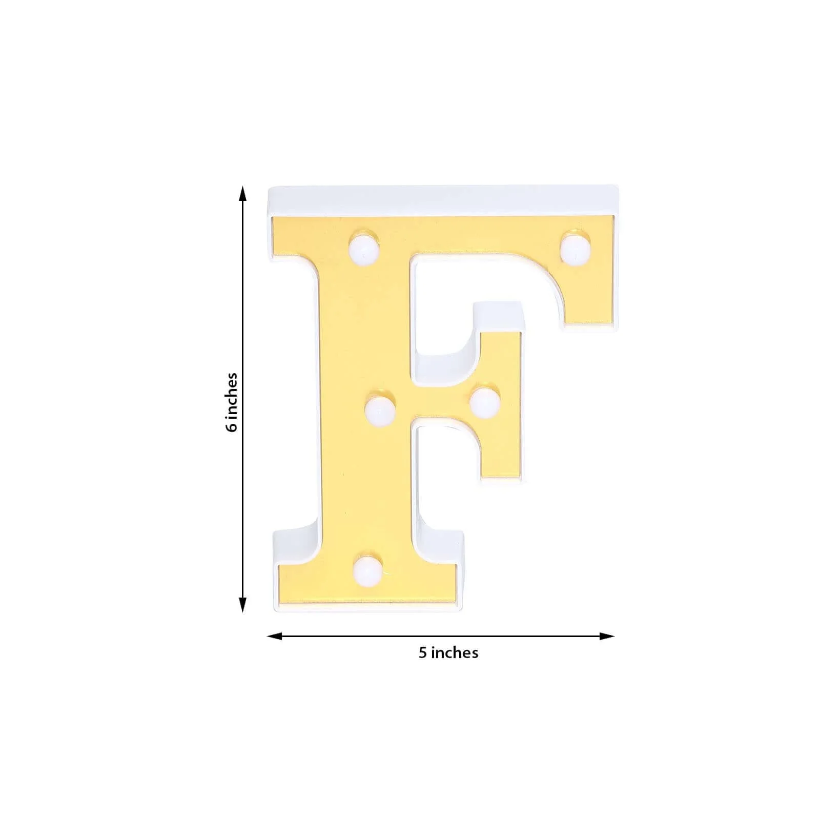 3D Marquee Letter "F" Gold with Warm White 5 LED Lights 6" - Light-Up Accent for Displays - Image 3